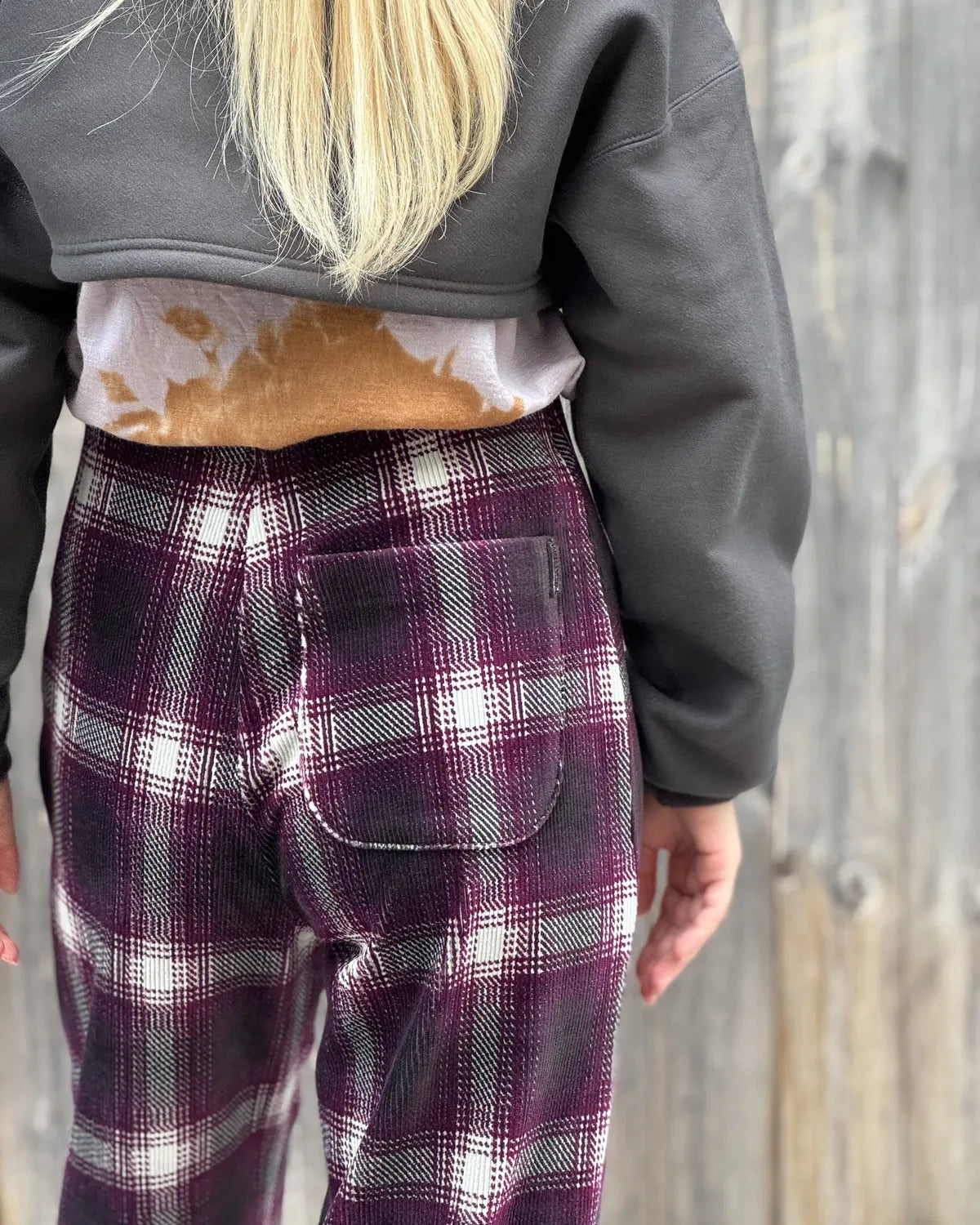PHEENY / Ombre Check Stretch Corduroy Wide Pants (PA26-CS16)