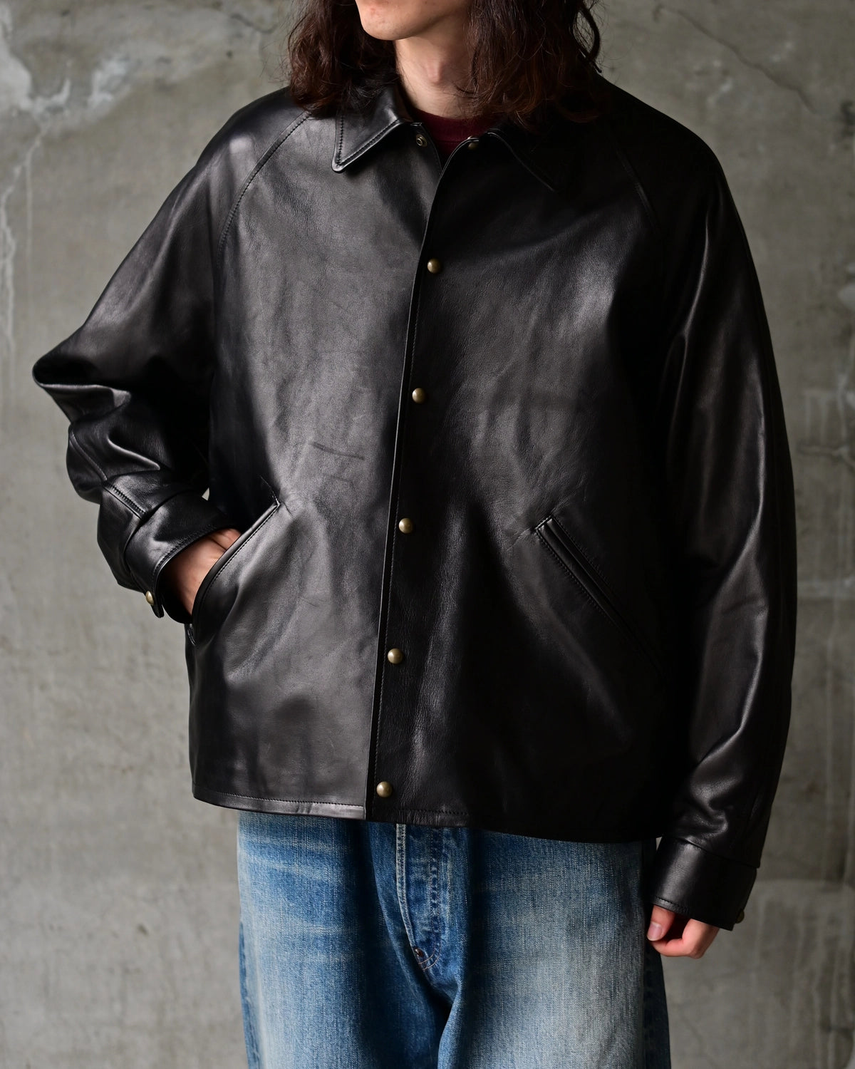 A.PRESSE / Leather Coach Jacket (26AAP-01-01)
