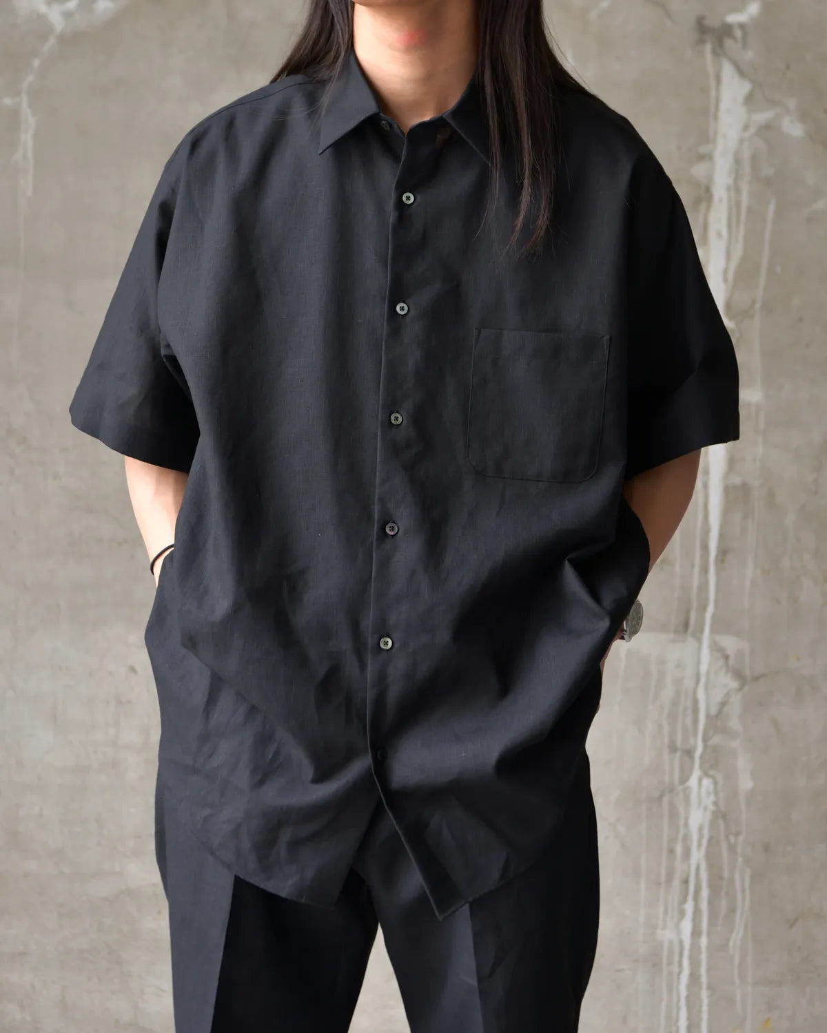 MARKAWARE / Organic Wool Hemp Tropical / Comfort Fit S/S Shirt (A26B06SH01B)