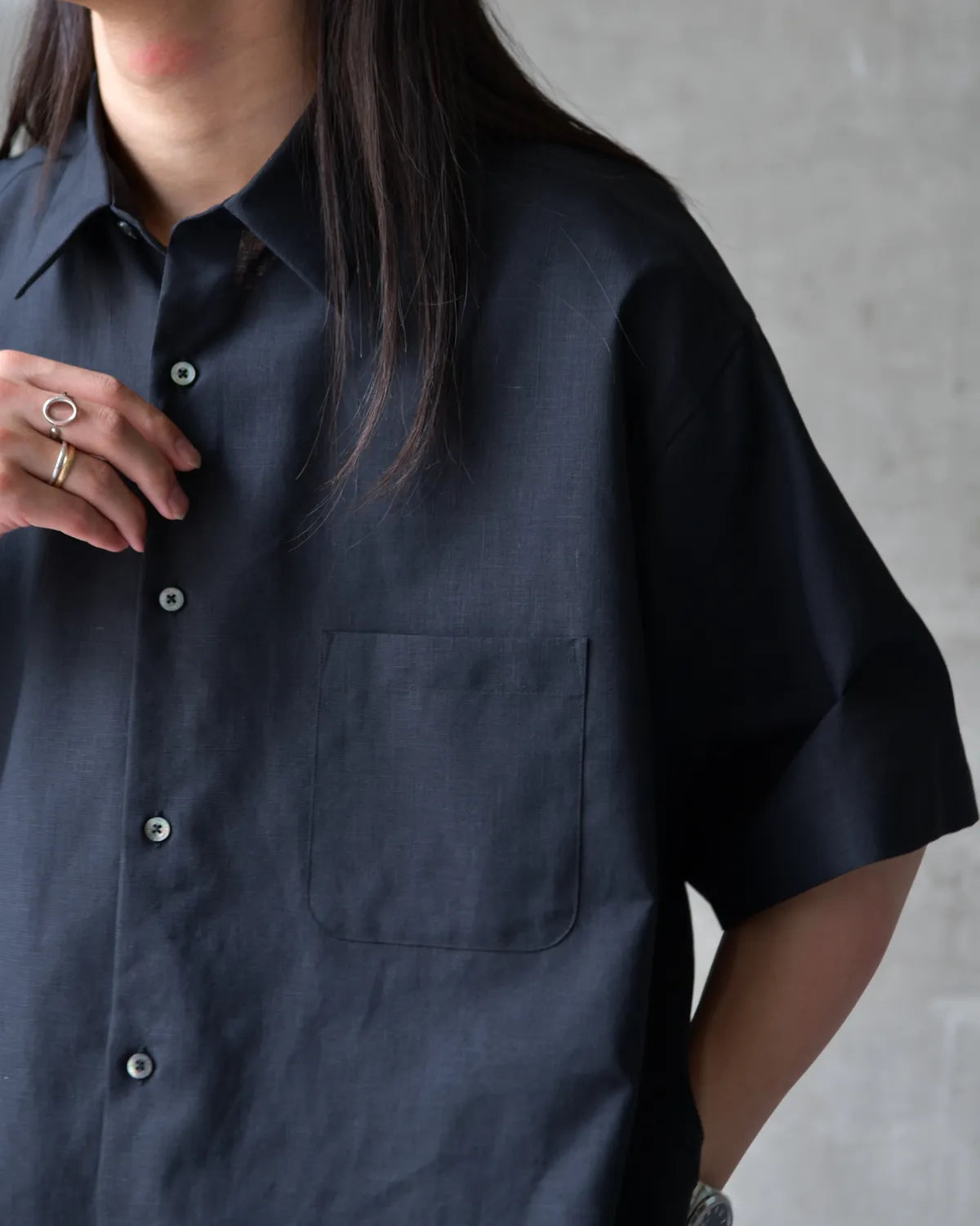 MARKAWARE / Organic Wool Hemp Tropical / Comfort Fit S/S Shirt (A26B06SH01B)