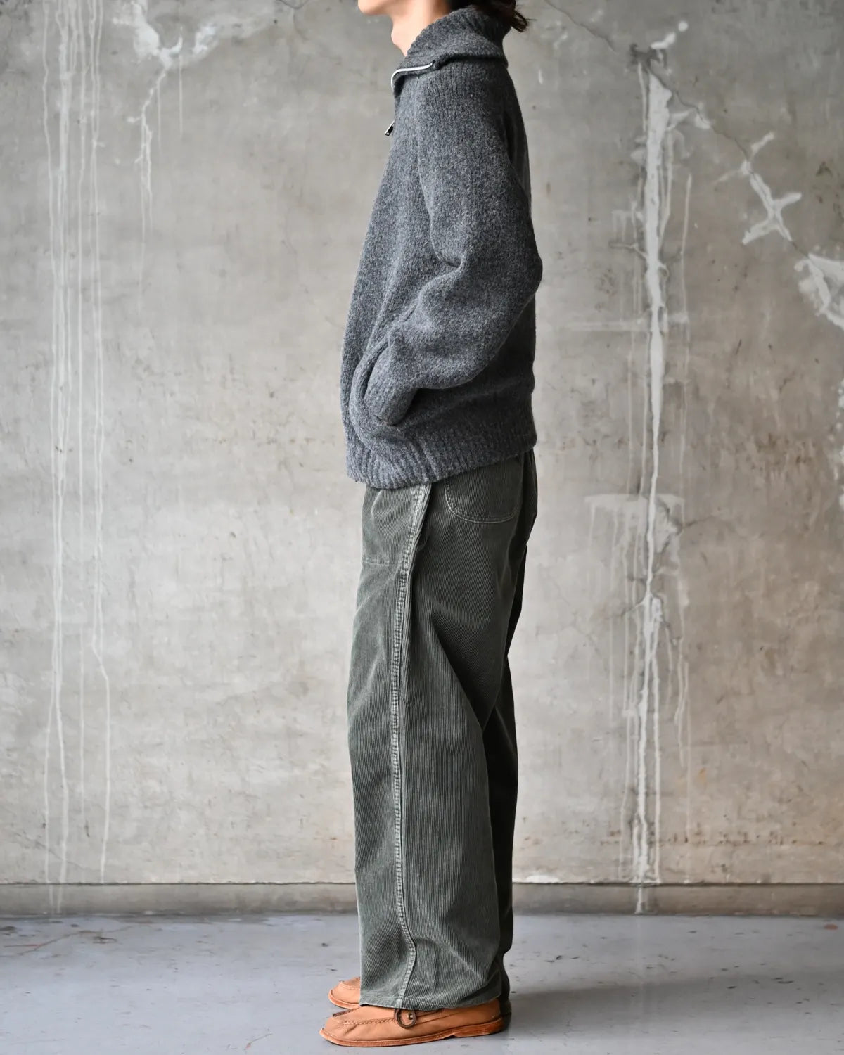 NONNATIVE / HIKER HIGH NECK ZIP BLOUSON WOOL BOUCLE KNIT (NN-K4907)