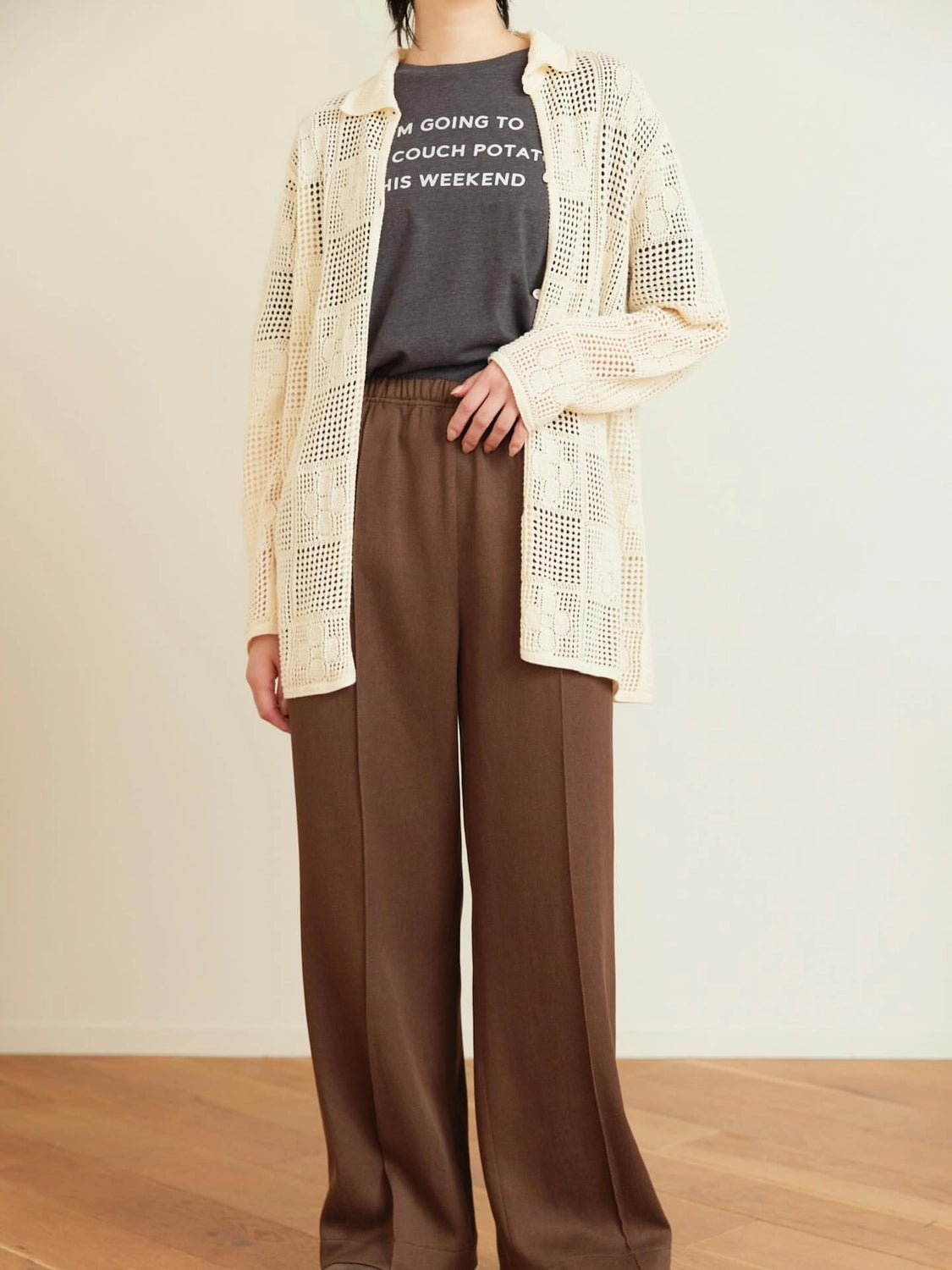 PHEENY / Cotton Lace Stitch Cardigan (PS26-KT01)