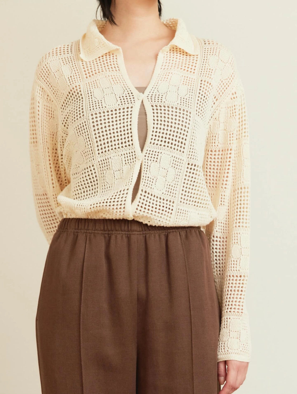 PHEENY / Cotton Lace Stitch Cardigan (PS26-KT01)