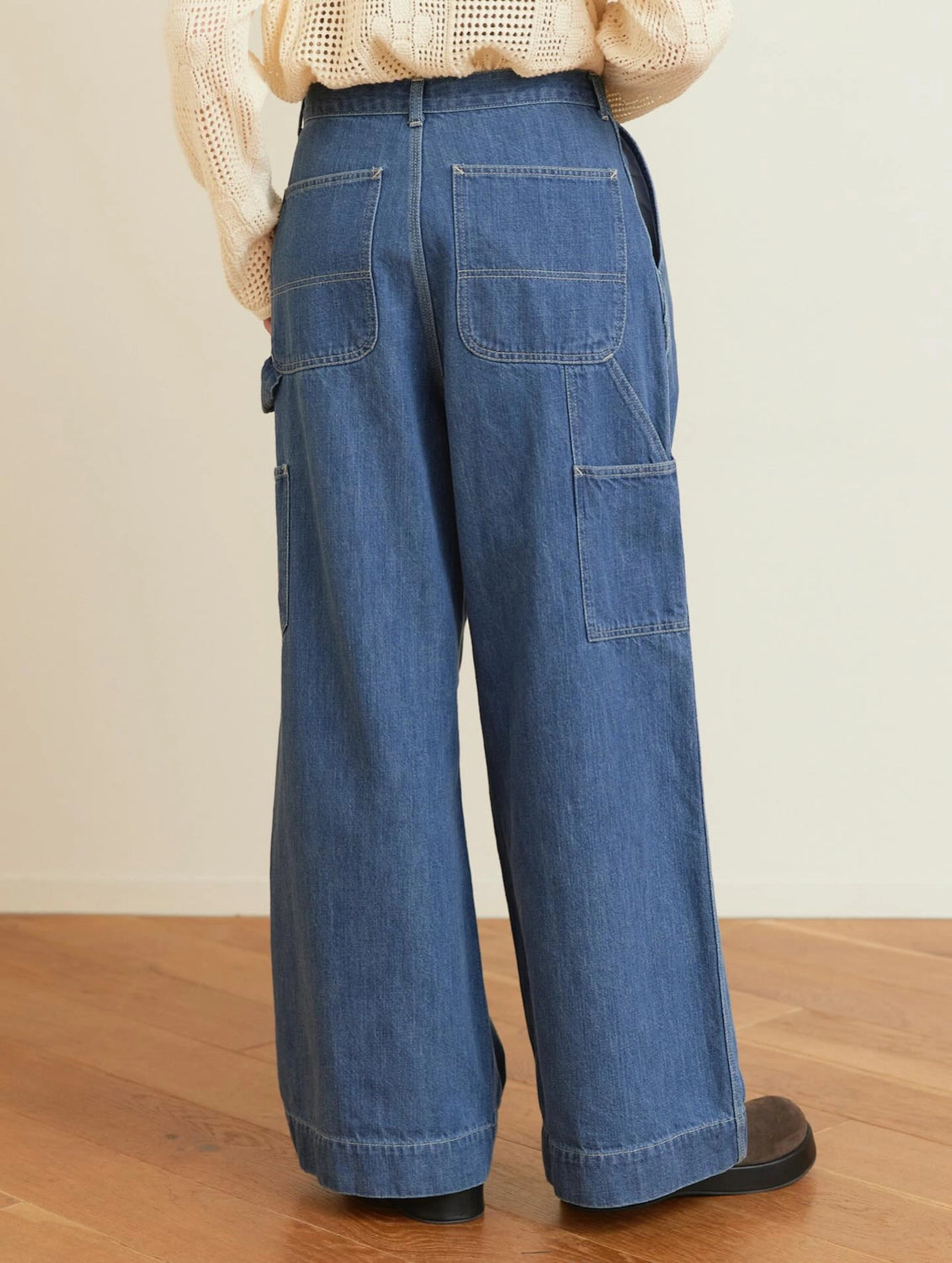 PHEENY / Natural Slub Denim Wide Painter Pants (PS26-PT05)