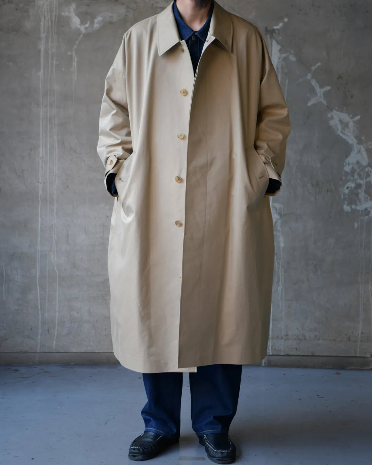 MARKAWARE / Organic Giza Gabardine Huge Single Trench Coat (A26A01CO01C)