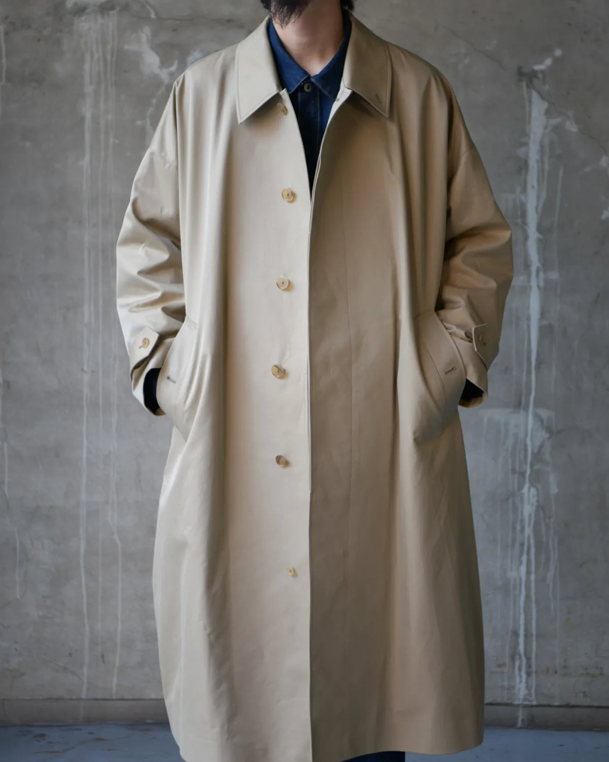 MARKAWARE / Organic Giza Gabardine Huge Single Trench Coat (A26A01CO01C)