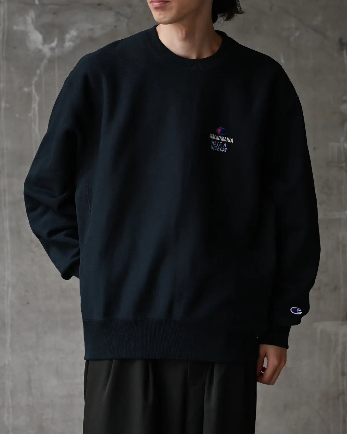 WACKO MARIA × Champion / REVERSE WEAVE CREW NECK SWEAT SHIRT (26FW-WMC-CP04)