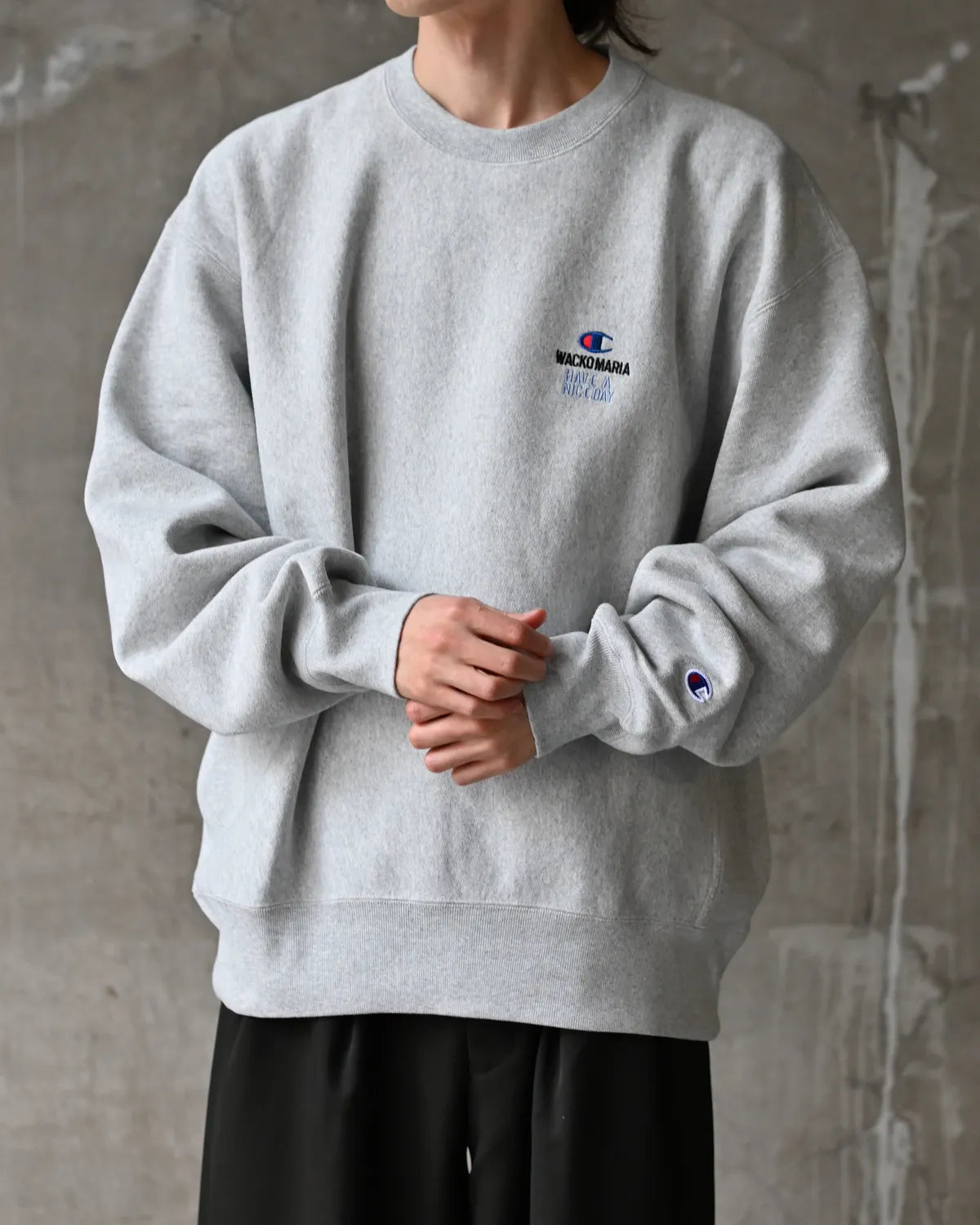WACKO MARIA × Champion / REVERSE WEAVE CREW NECK SWEAT SHIRT (26FW-WMC-CP04)
