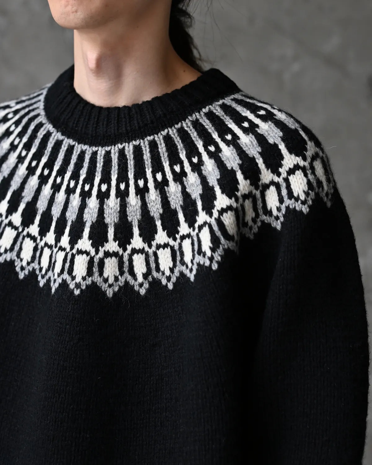 NONNATIVE / EXPLORER HAND-KNIT CREW SWEATER LINCOLN WOOL YARN (NN-K4908)