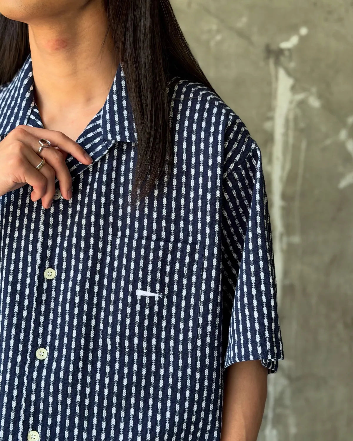 DESCENDANT / PIER OPEN COLLAR TEXTILE SS SHIRT (261CPDS-SHM06)