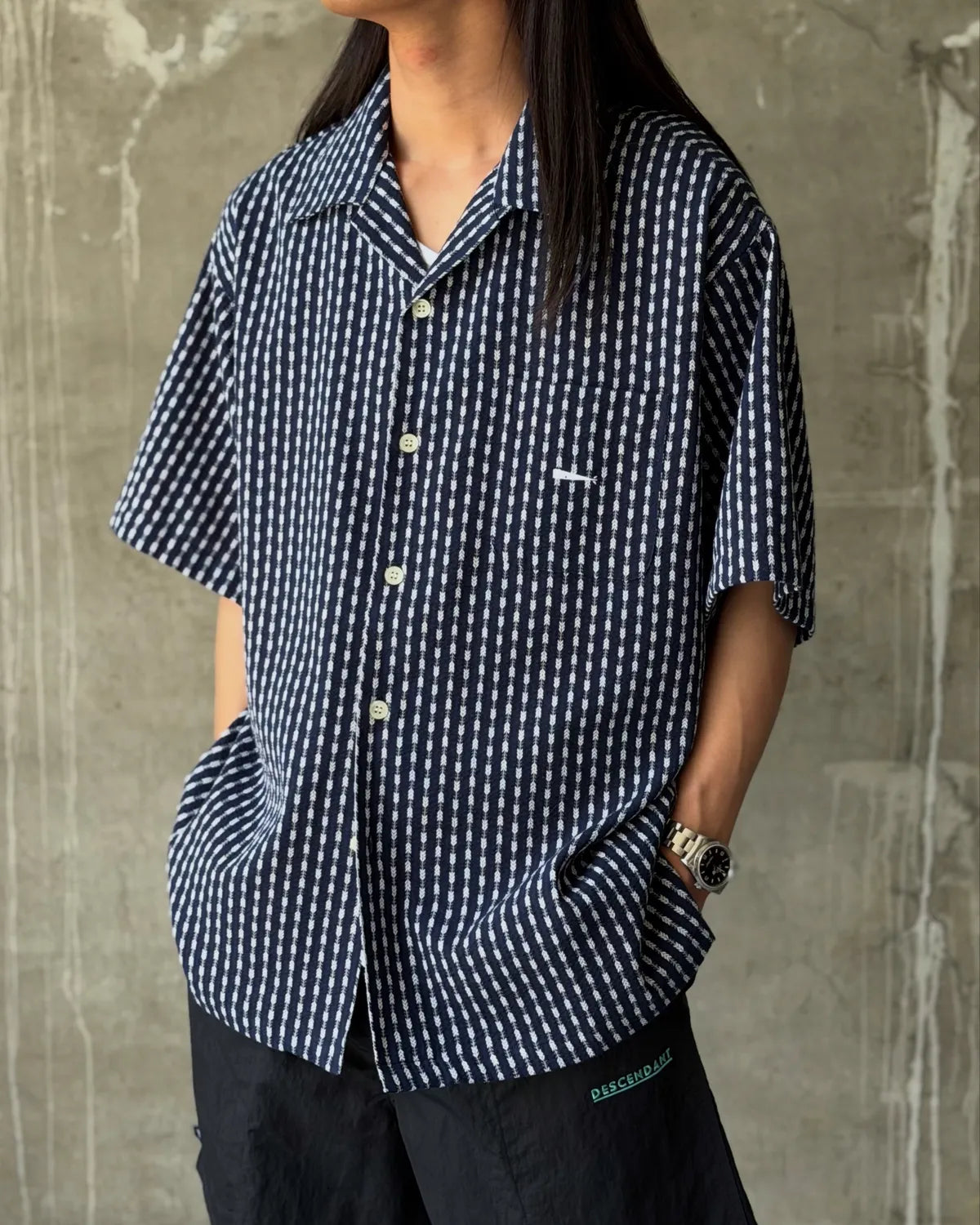 DESCENDANT / PIER OPEN COLLAR TEXTILE SS SHIRT (261CPDS-SHM06)