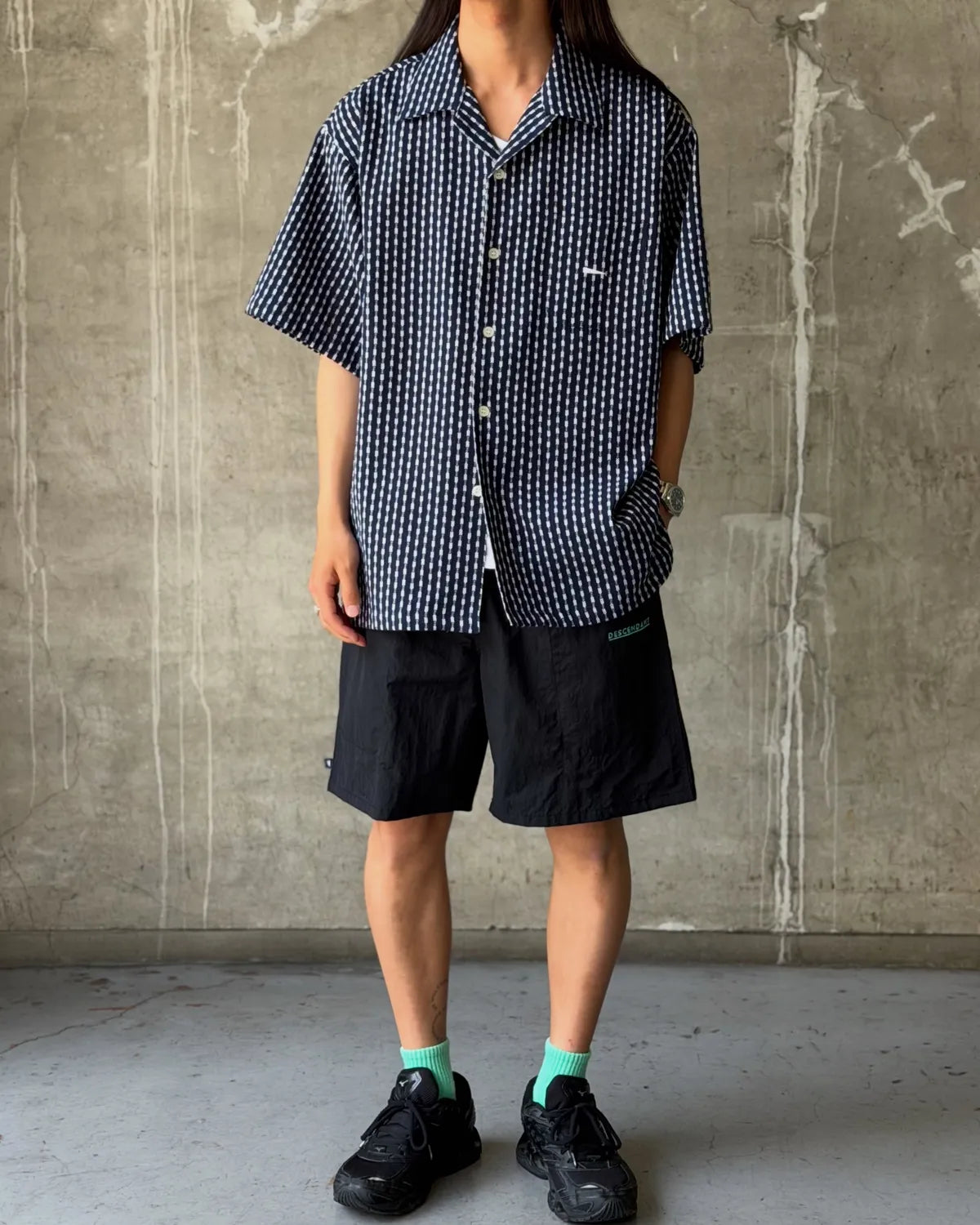 DESCENDANT / PIER OPEN COLLAR TEXTILE SS SHIRT (261CPDS-SHM06)