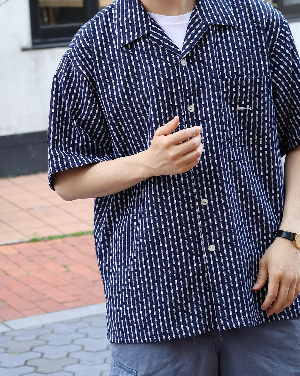 DESCENDANT / PIER OPEN COLLAR TEXTILE SS SHIRT (261CPDS-SHM06)