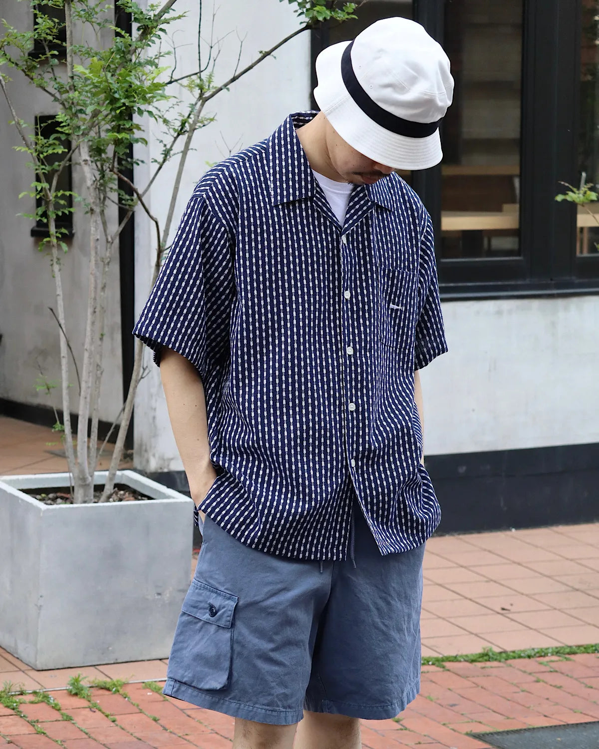 DESCENDANT / PIER OPEN COLLAR TEXTILE SS SHIRT (261CPDS-SHM06)