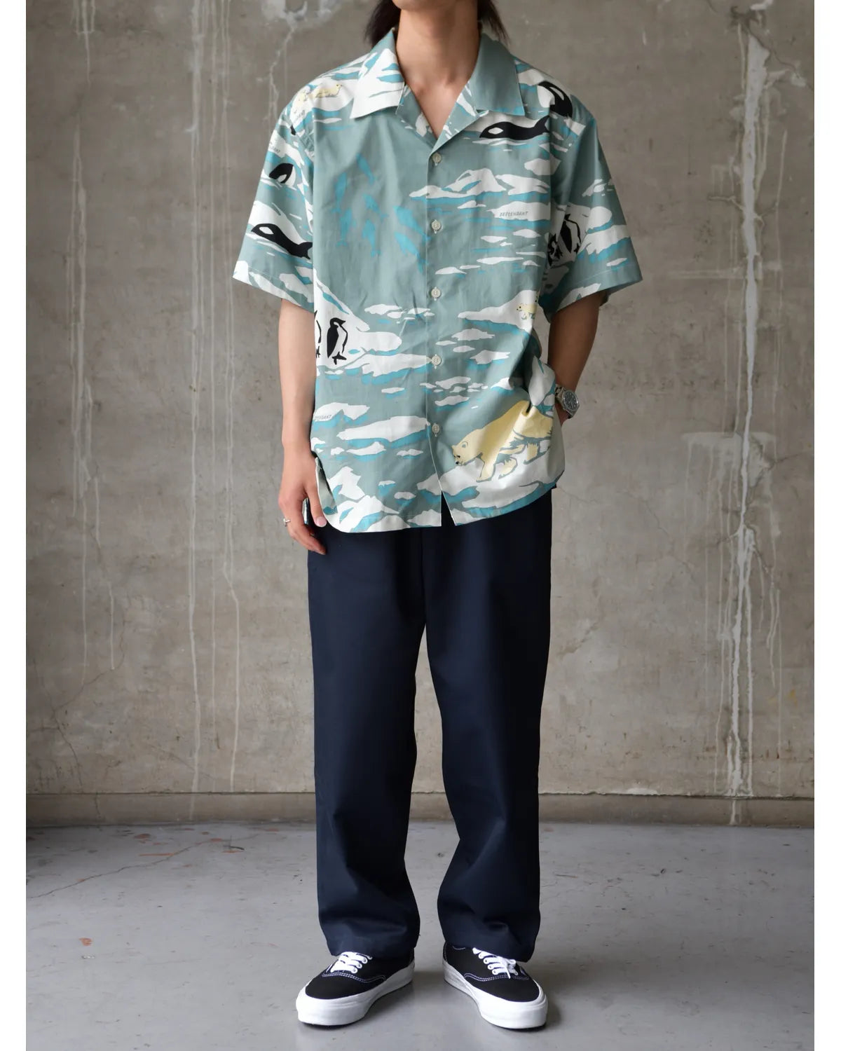 DESCENDANT / EDGD OPEN COLLAR TEXTILE SS SHIRT (261TQDS-SHM06)