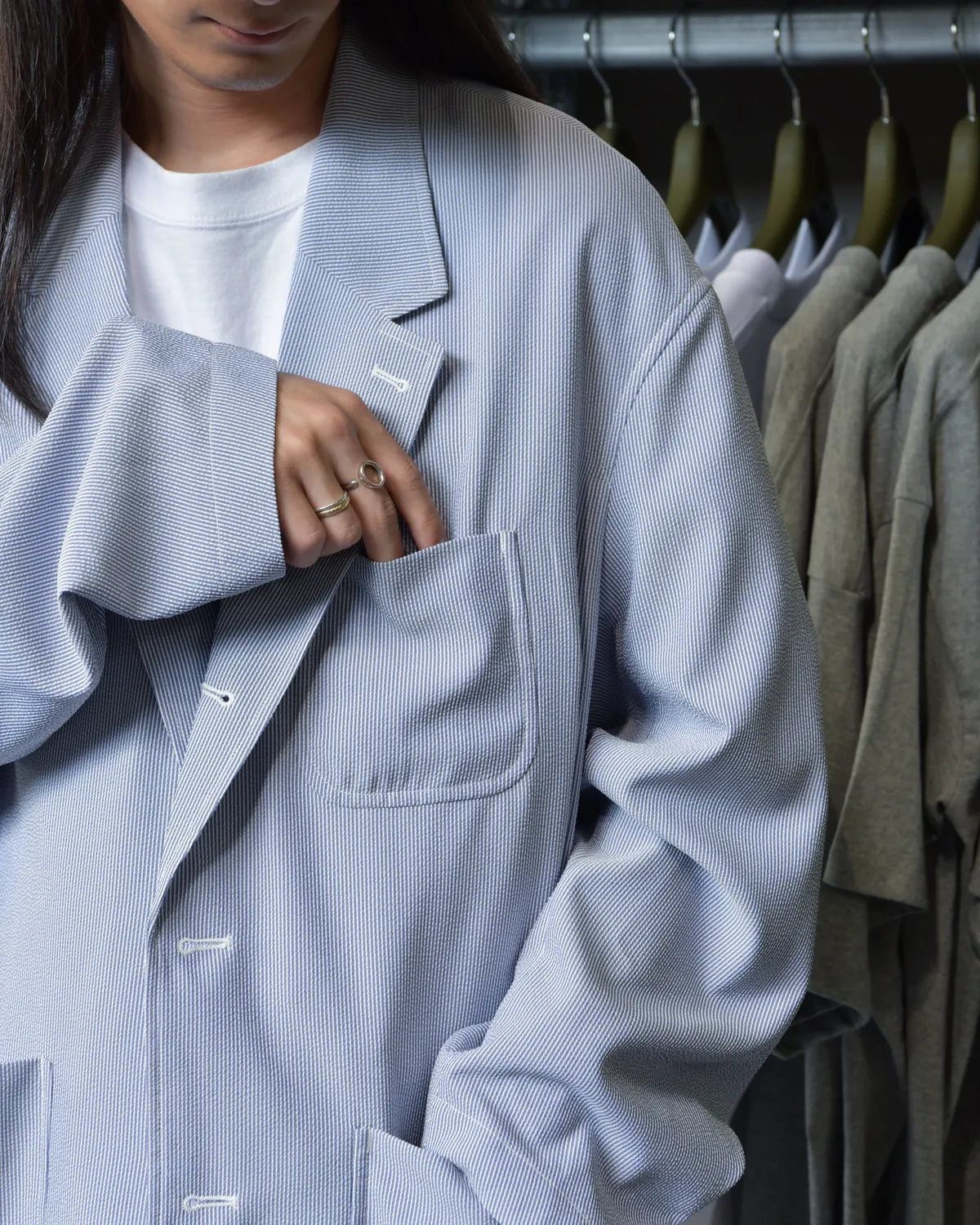 FreshService / SEERSUCKER STRIPE BLAZER (FSC262-20112)