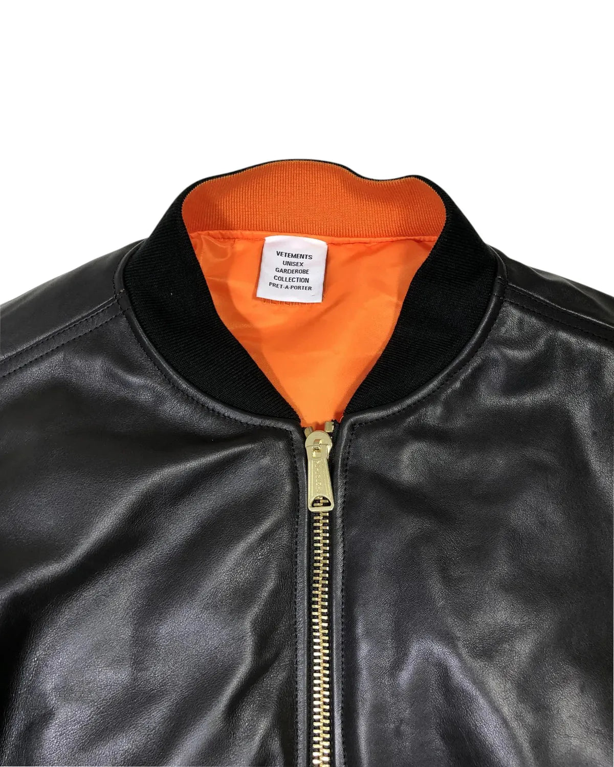VETEMENTS / OVERSIZED LEATHER BOMBER JACKET (UH76LB300B)