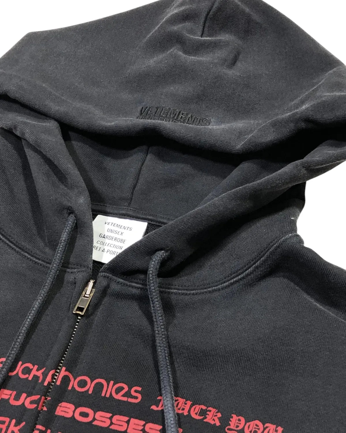 VETEMENTS / FUCK FITTED ZIP-UP HOODIE (UH78ZU660B)