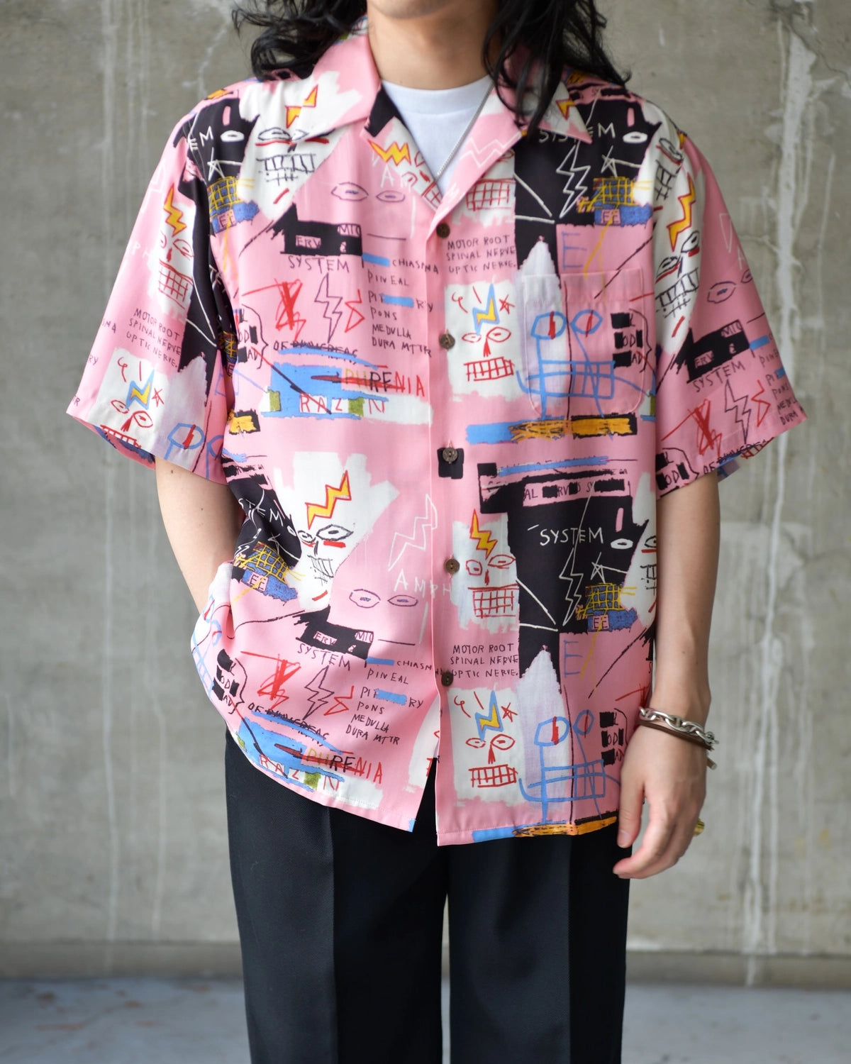 WACKO MARIA × JEAN-MICHEL BASQUIAT / S/S HAWAIIAN SHIRT -TYPE-3- (BASQUIAT-WM-HI27)
