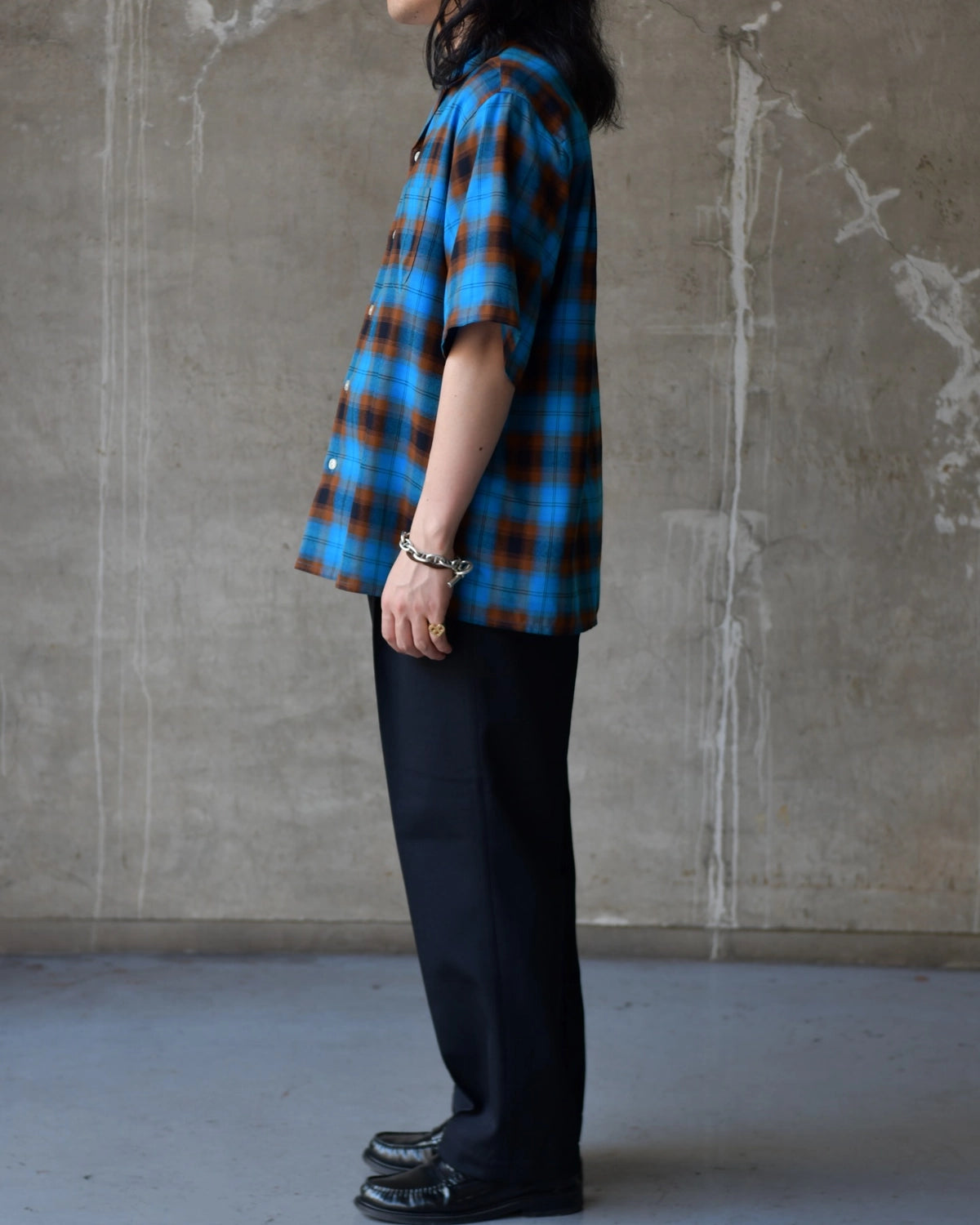 WACKO MARIA / OMBRE CHECK OPEN COLLAR SHIRT S/S -TYPE-2- (26SS-WMS-OC10)