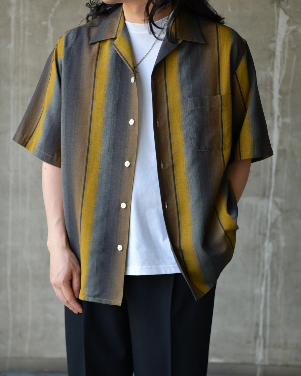 WACKO MARIA / OMBRE STRIPE OPEN COLLAR SHIRT S/S (26SS-WMS-OC12)