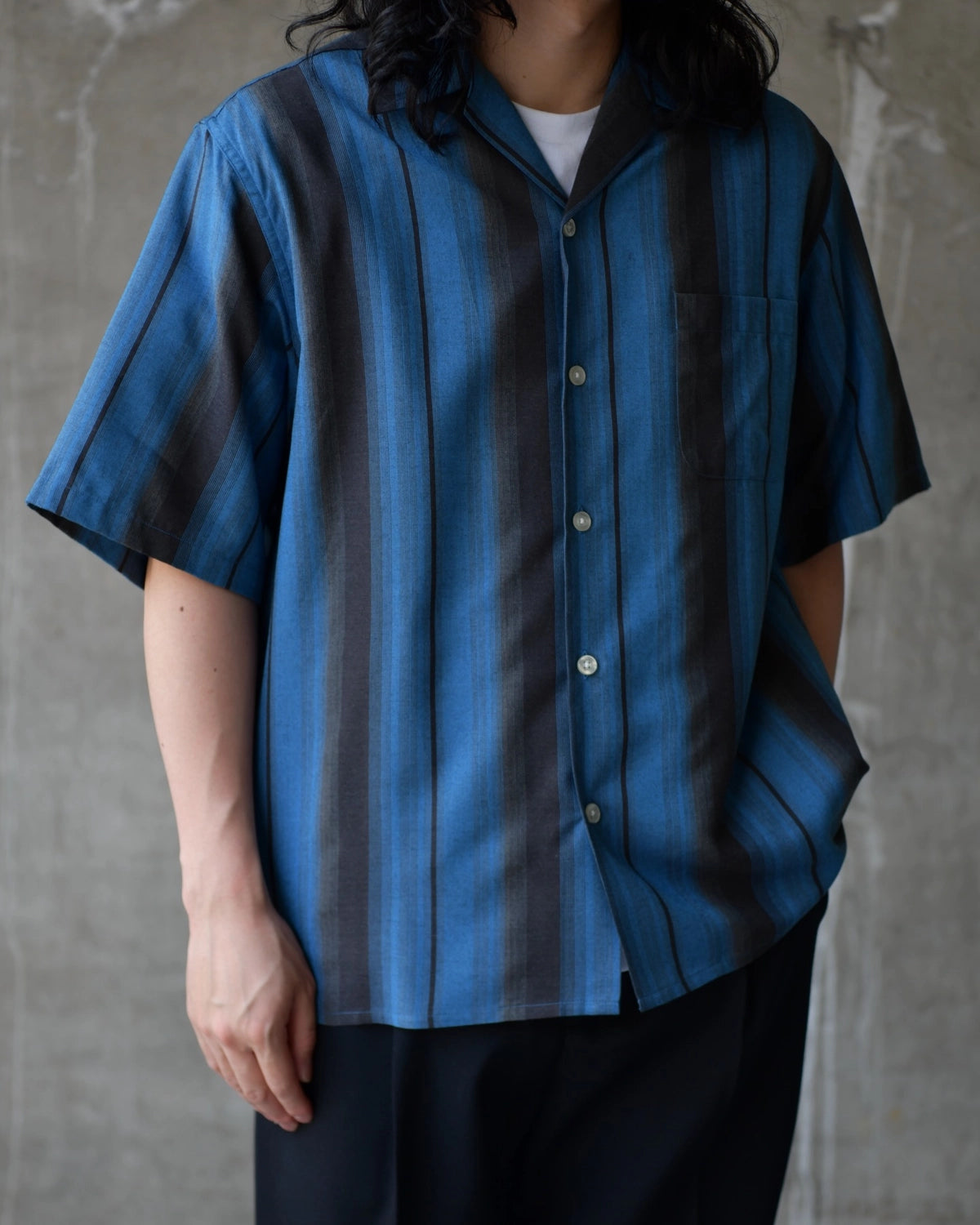WACKO MARIA / OMBRE STRIPE OPEN COLLAR SHIRT S/S (26SS-WMS-OC12)