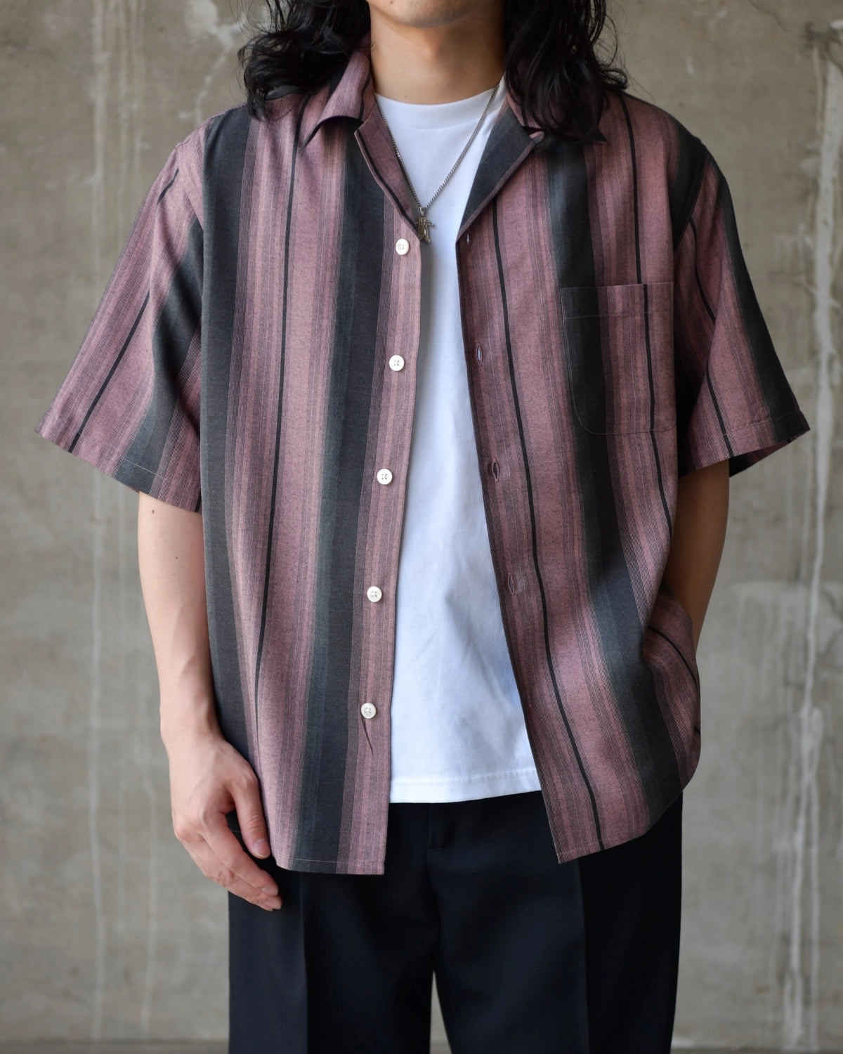 WACKO MARIA / OMBRE STRIPE OPEN COLLAR SHIRT S/S (26SS-WMS-OC12)