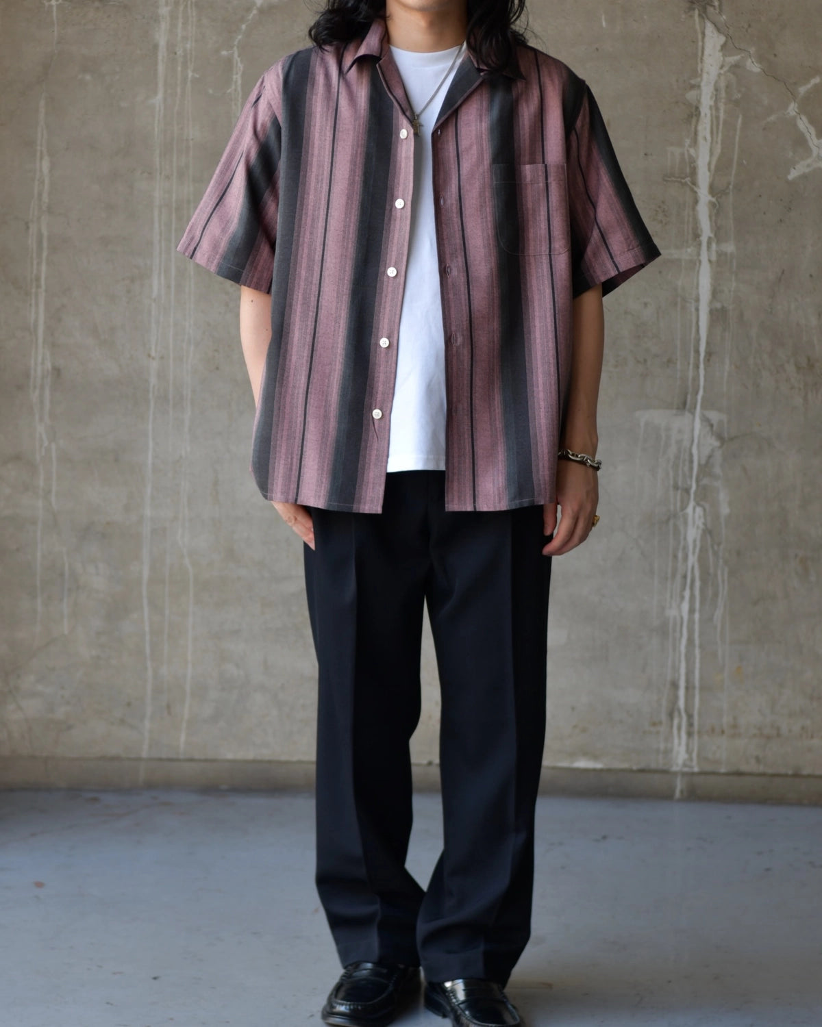 WACKO MARIA / OMBRE STRIPE OPEN COLLAR SHIRT S/S (26SS-WMS-OC12)