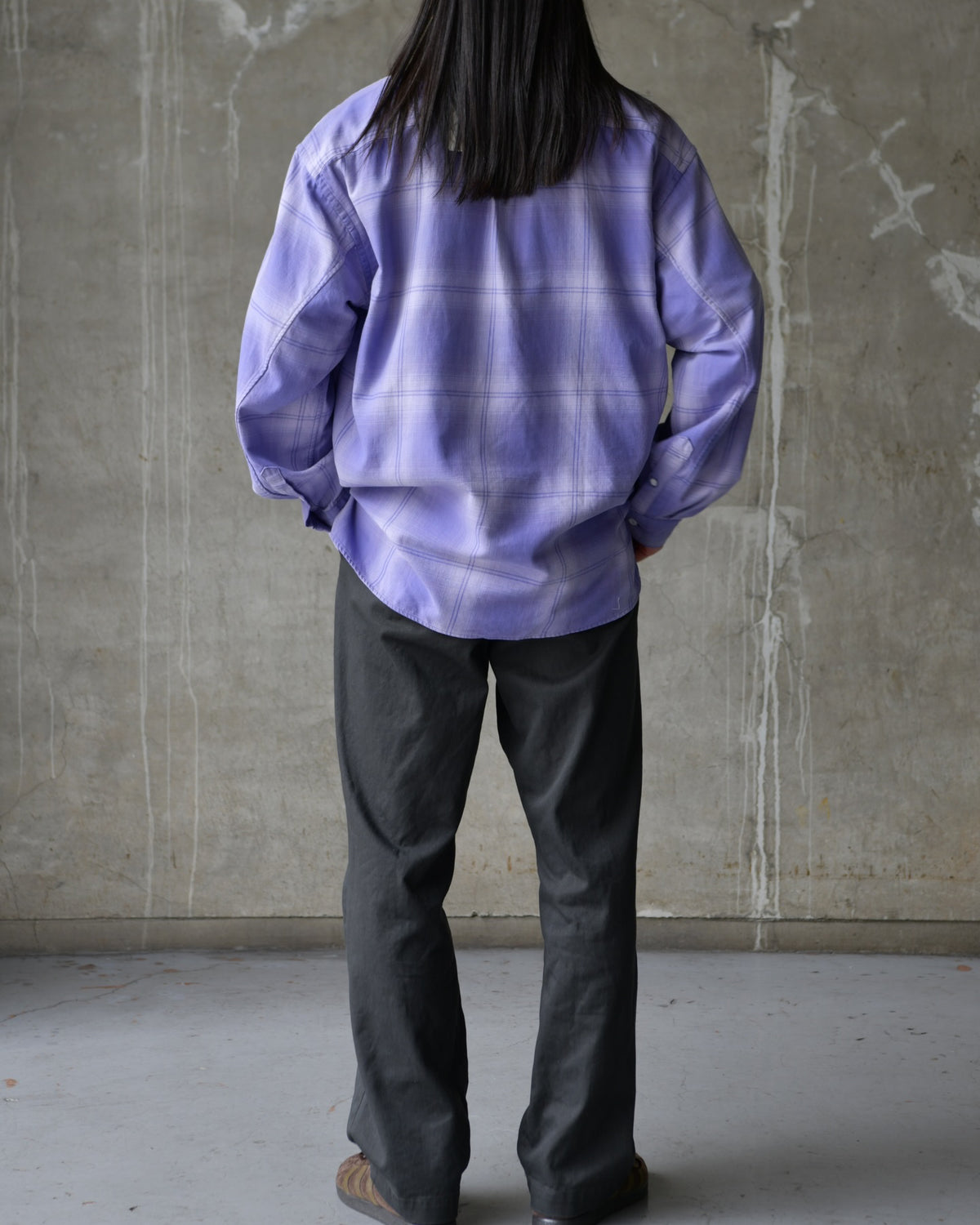 NONNATIVE / OFFICER STAND COLLAR L/S SHIRT COTTON TWILL OMBRE CHECK by Rafu (NN-S4806)