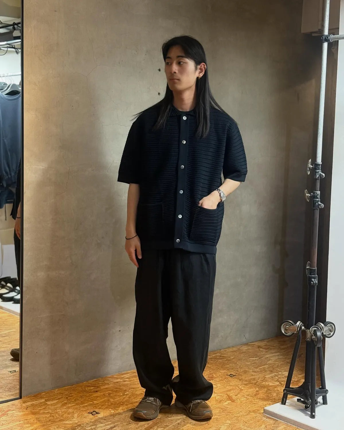 BATONER / SUMMER KNIT POLO CARDIGAN SHORT SLEEVE (BN-26SM-066)