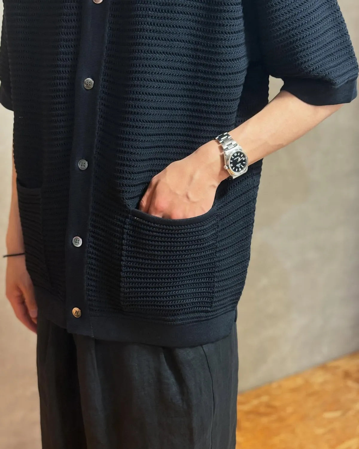 BATONER / SUMMER KNIT POLO CARDIGAN SHORT SLEEVE (BN-26SM-066)