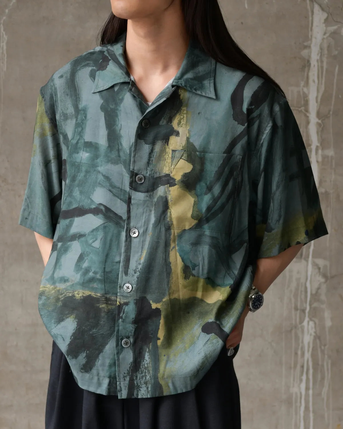 NTN × MARIJN VAN KREIJ / S/S OPEN COLLAR SHIRT (N006-046143)