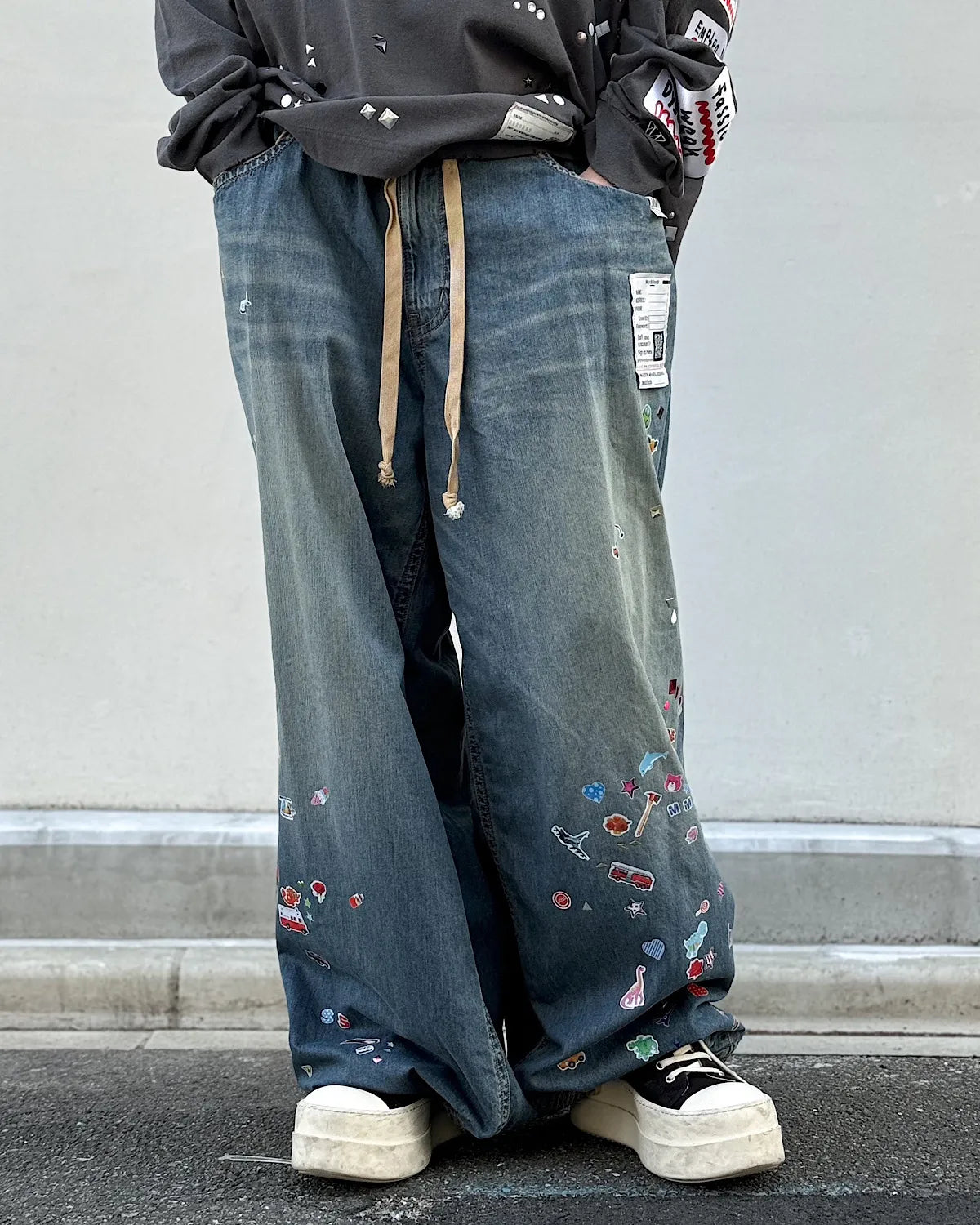 Maison MIHARA YASUHIRO / Kids Sticker Printed Wide Denim Pants -Women's- (K16PT342)