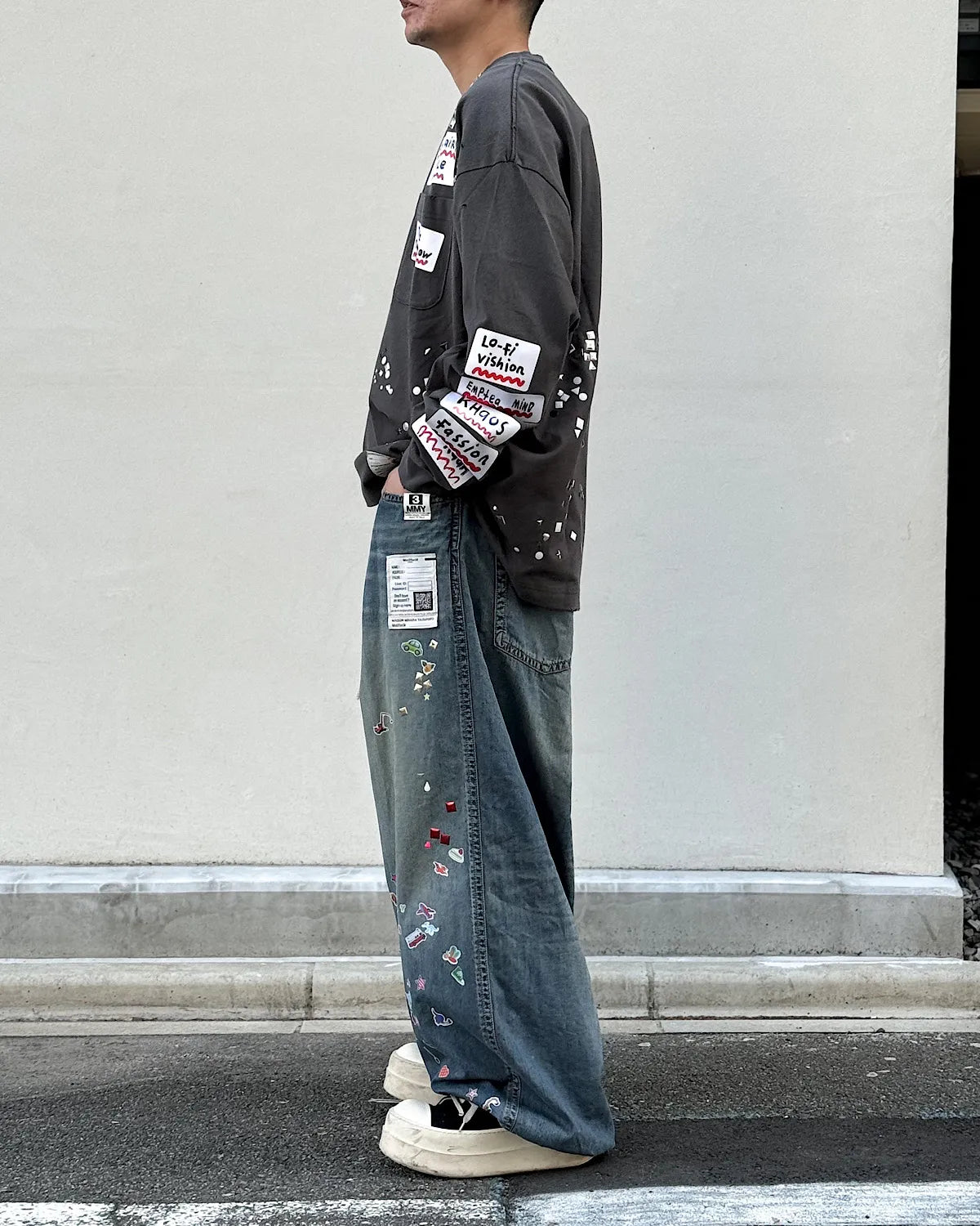 Maison MIHARA YASUHIRO / Kids Sticker Printed Wide Denim Pants -Women's- (K16PT342)