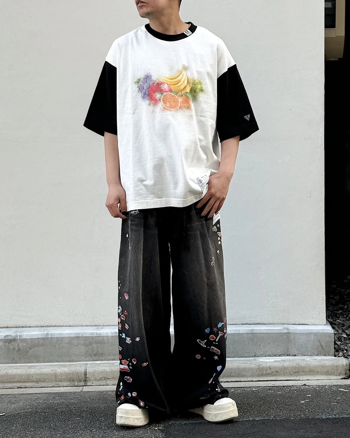 Maison MIHARA YASUHIRO / Kids Sticker Printed Wide Denim Pants -Women's- (K16PT342)