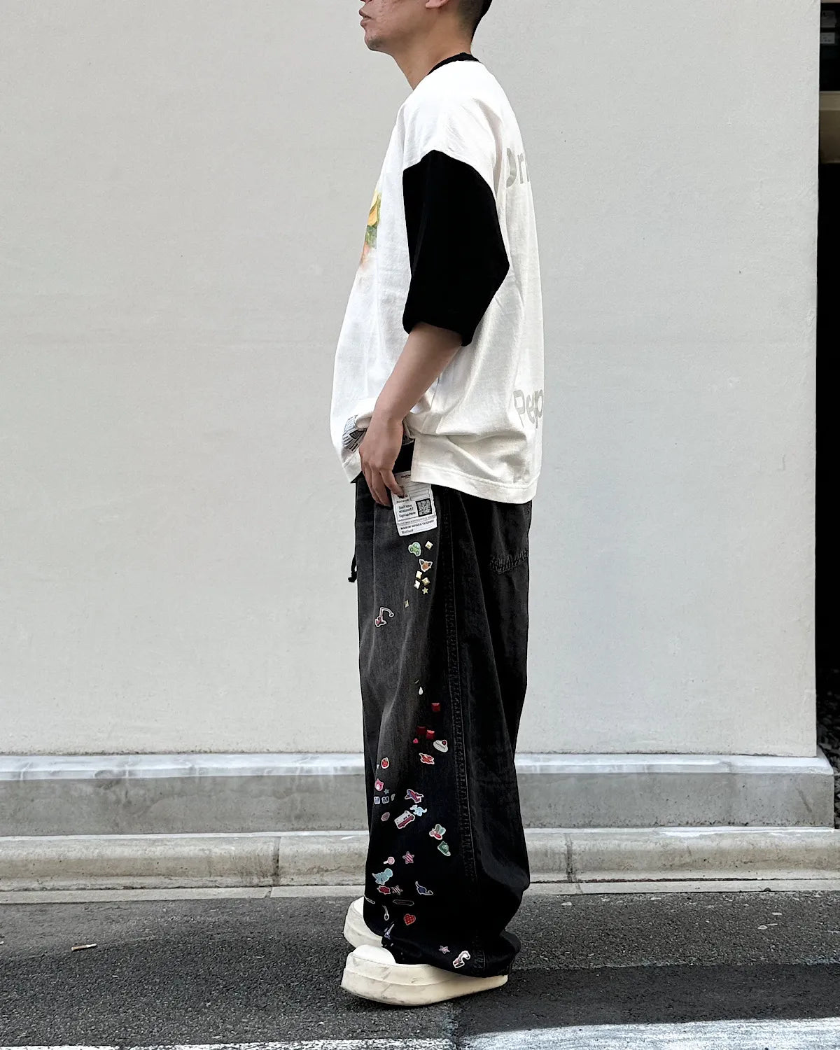 Maison MIHARA YASUHIRO / Kids Sticker Printed Wide Denim Pants -Women's- (K16PT342)