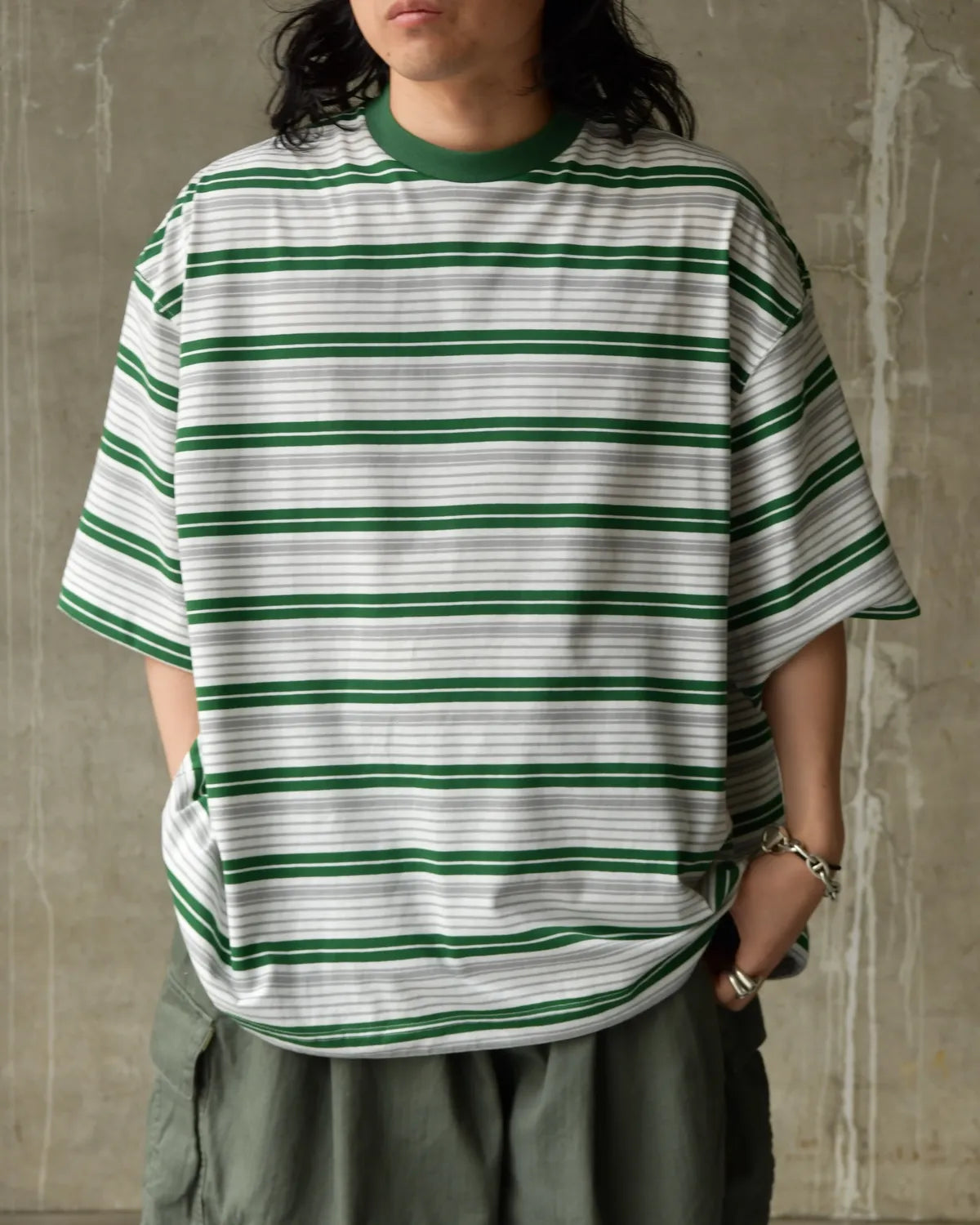 is-ness / Border Balloon T-Shirt (26SS_48_1008SST01-B)
