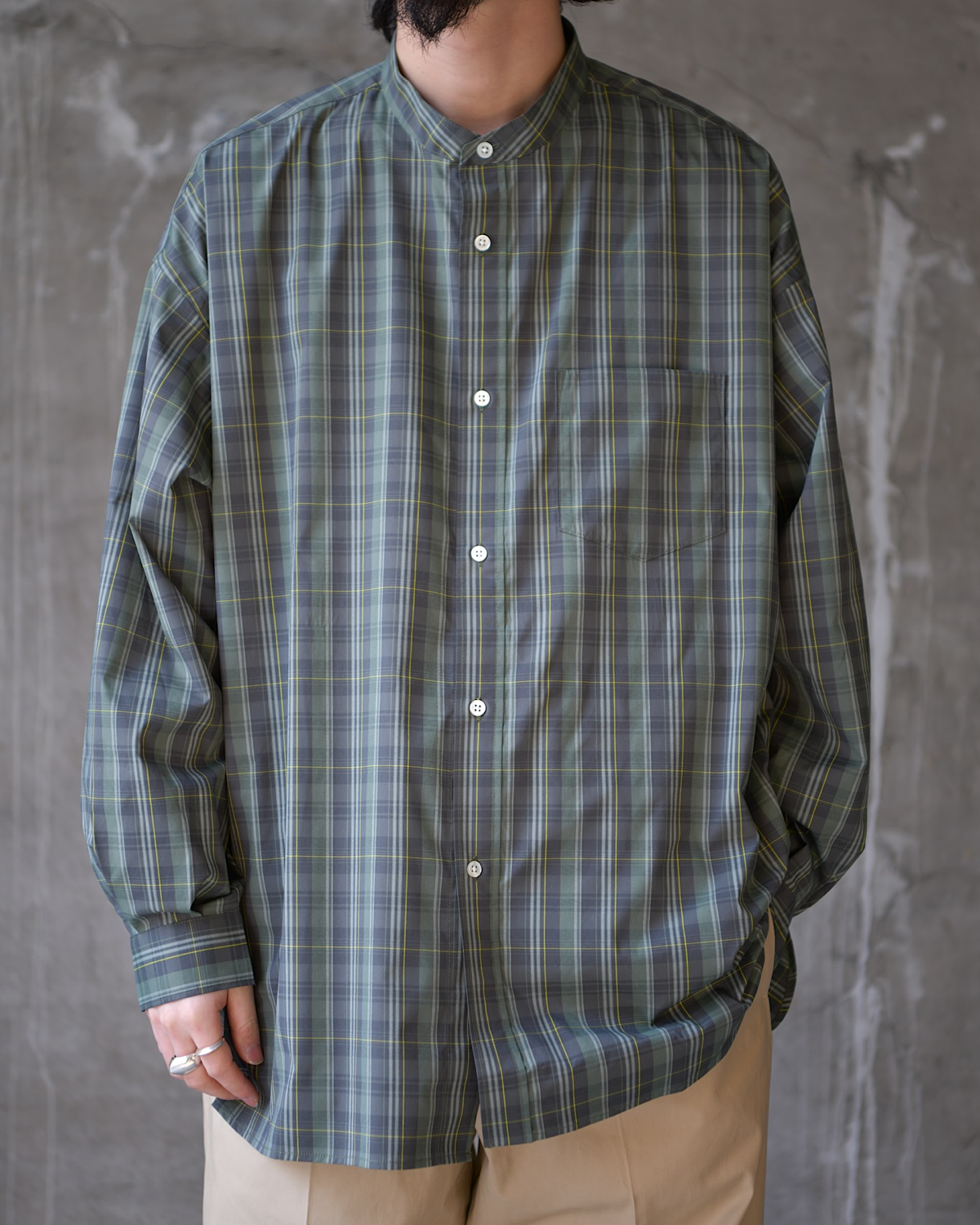 FreshService / MADRAS DRY TECH BAND COLLAR SHIRT (FSC261-50250)