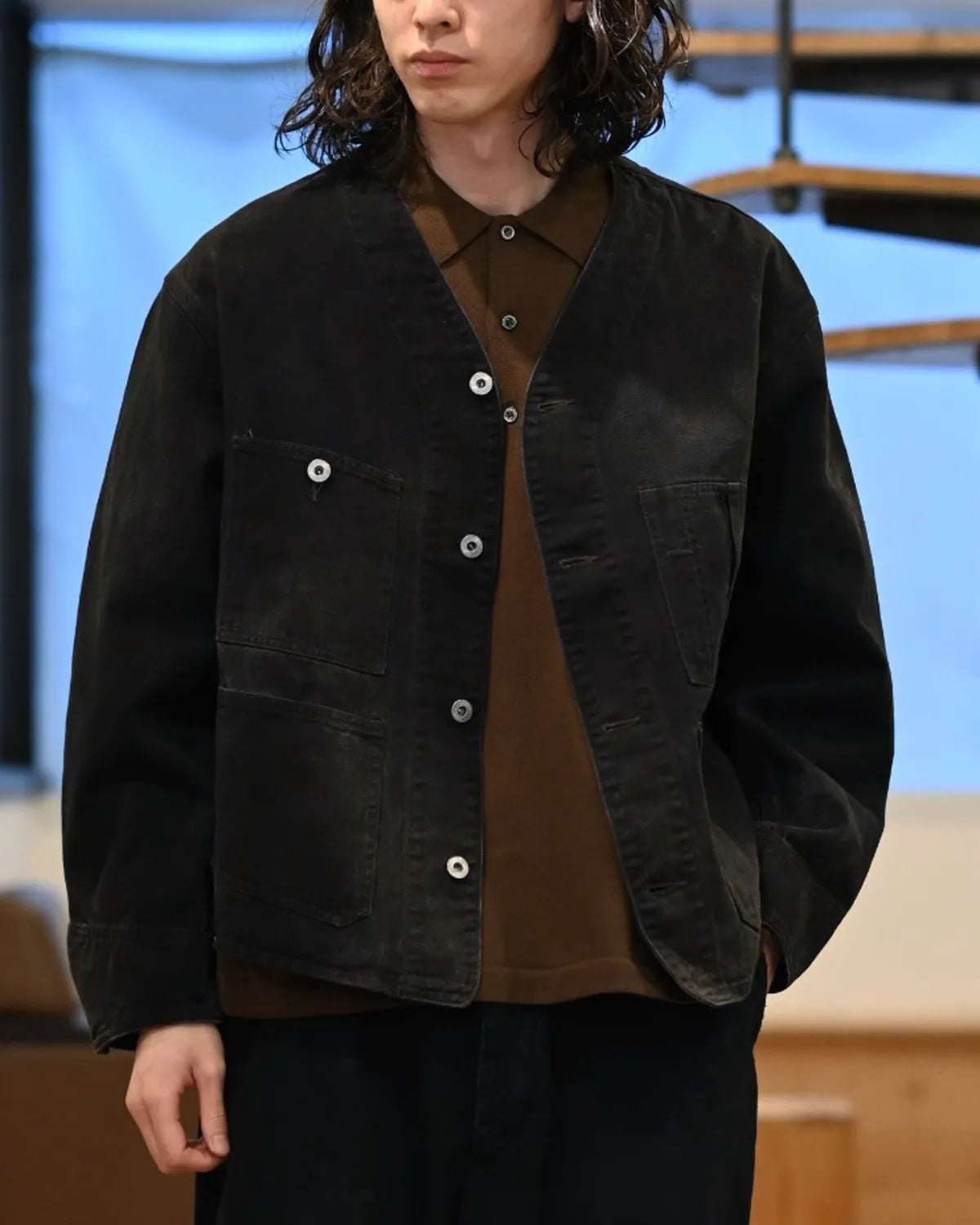 A.PRESSE / Vintage Black Denim Engineer Jacket (26SAP-01-45)