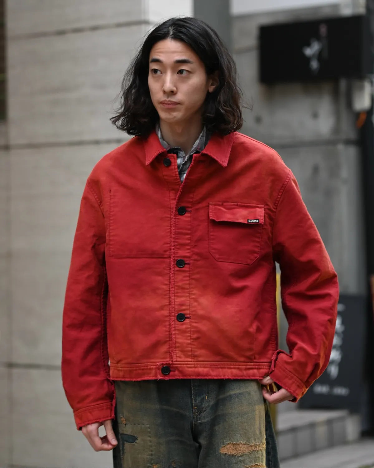 KAMIYA / Distressed Moleskin Work Jacket (G16BL019)