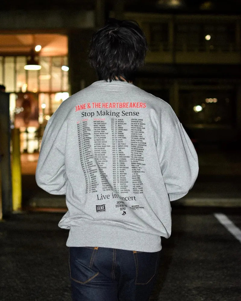 JANE & THE HEARTBREAKERS / L/S PRONTED CREW NECK SWEAT SHIRT "BOWERY"