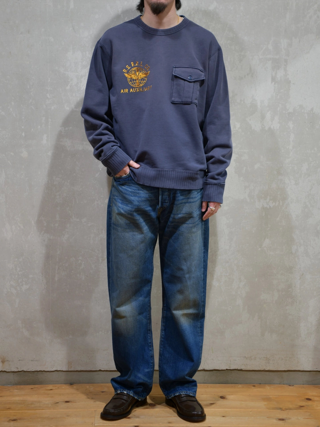 RRL / フレンチ テリー グラフィック スウェットシャツ (MNRRKNI16820221)