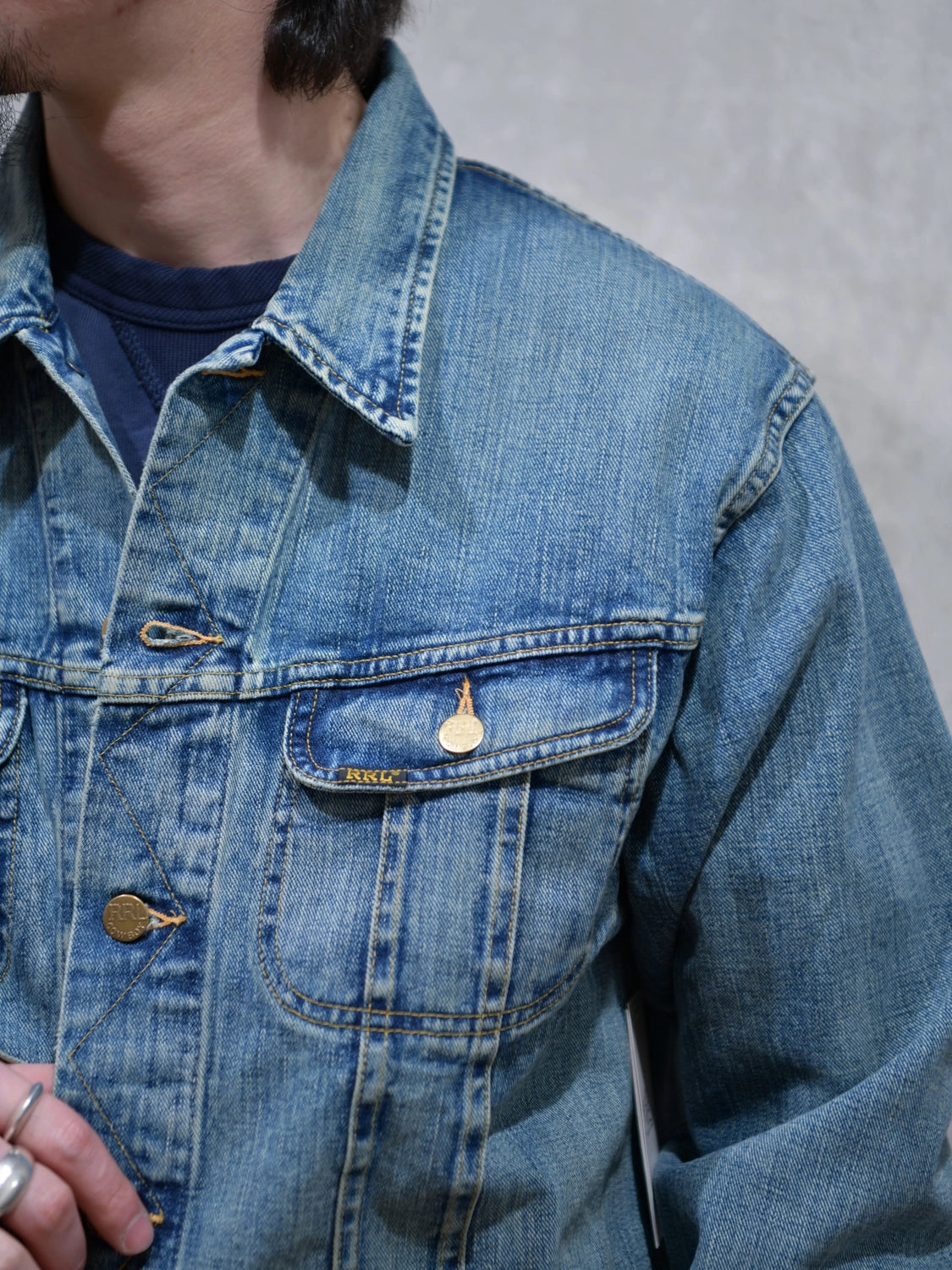 RRL / Leeland インディゴ デニム トラッカー ジャケット (MNRROTW16020011)