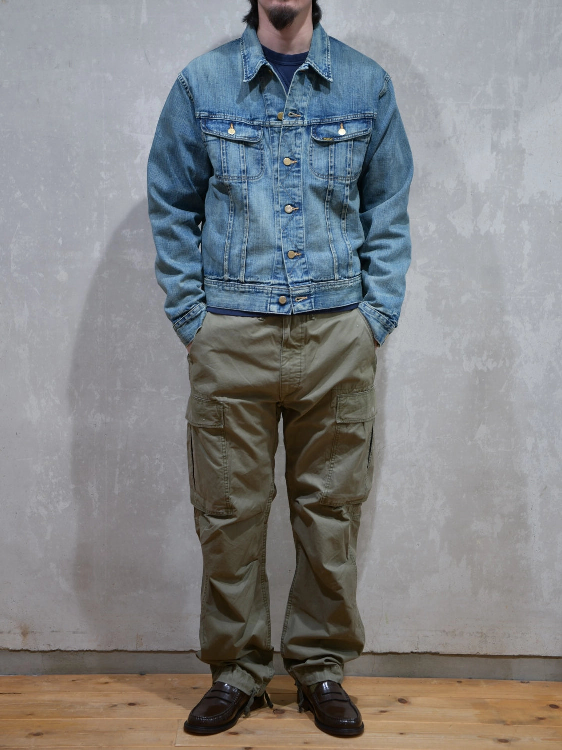 RRL / Leeland インディゴ デニム トラッカー ジャケット (MNRROTW16020011)