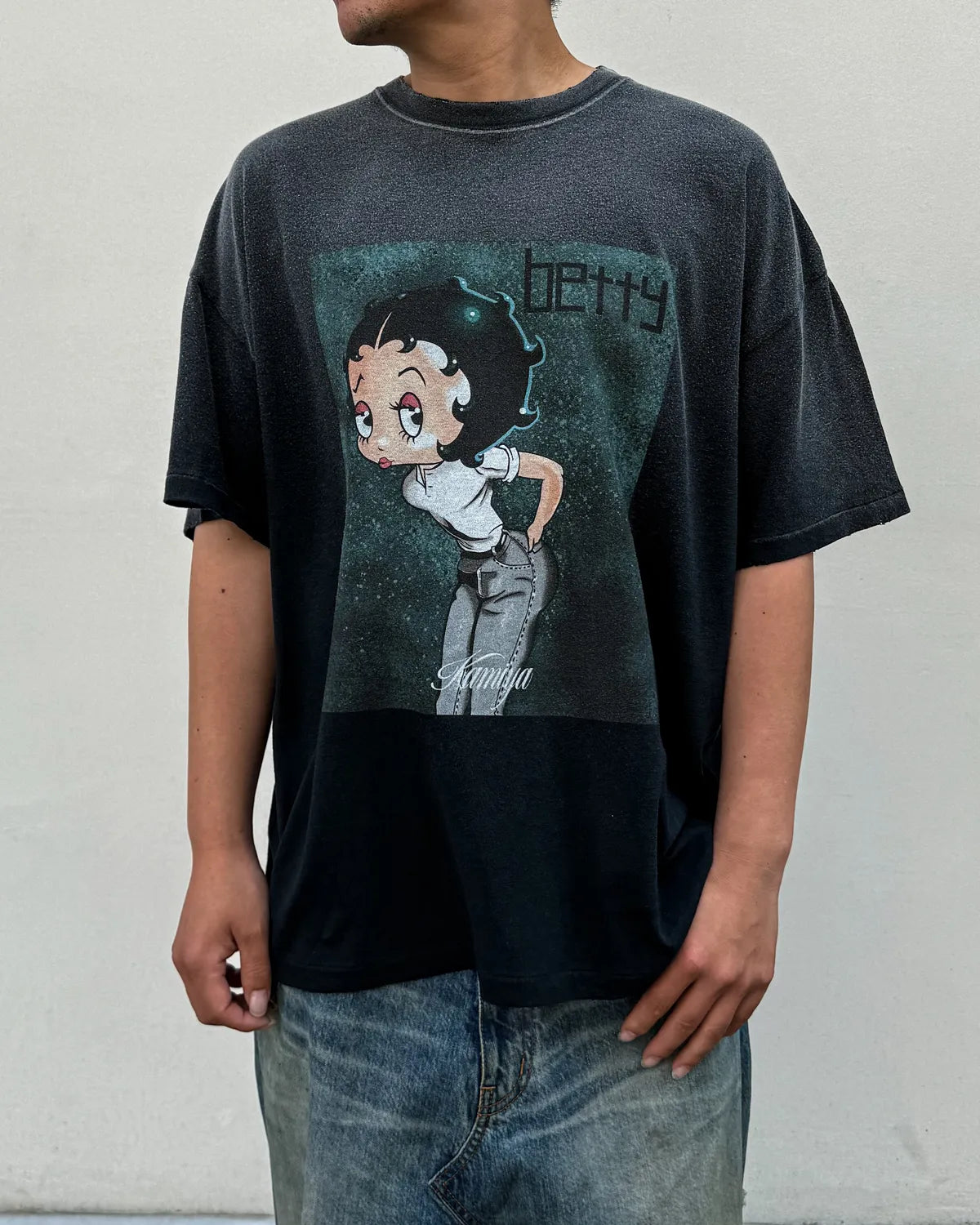 KAMIYA × Betty Boop / "I’m coming out" Betty BoopTM Distressed T-shirt (G17TS093)