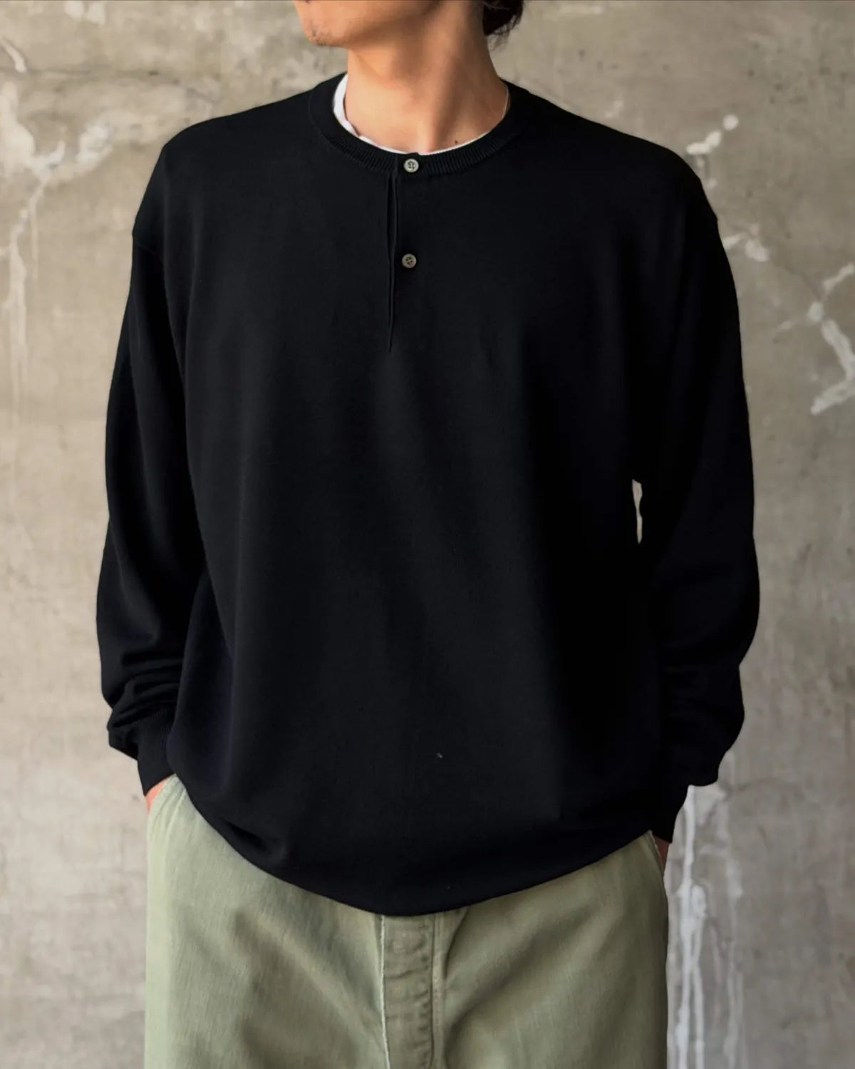 A.PRESSE / Wool Knit Henley Neck Sweater (26AAP-03-05)