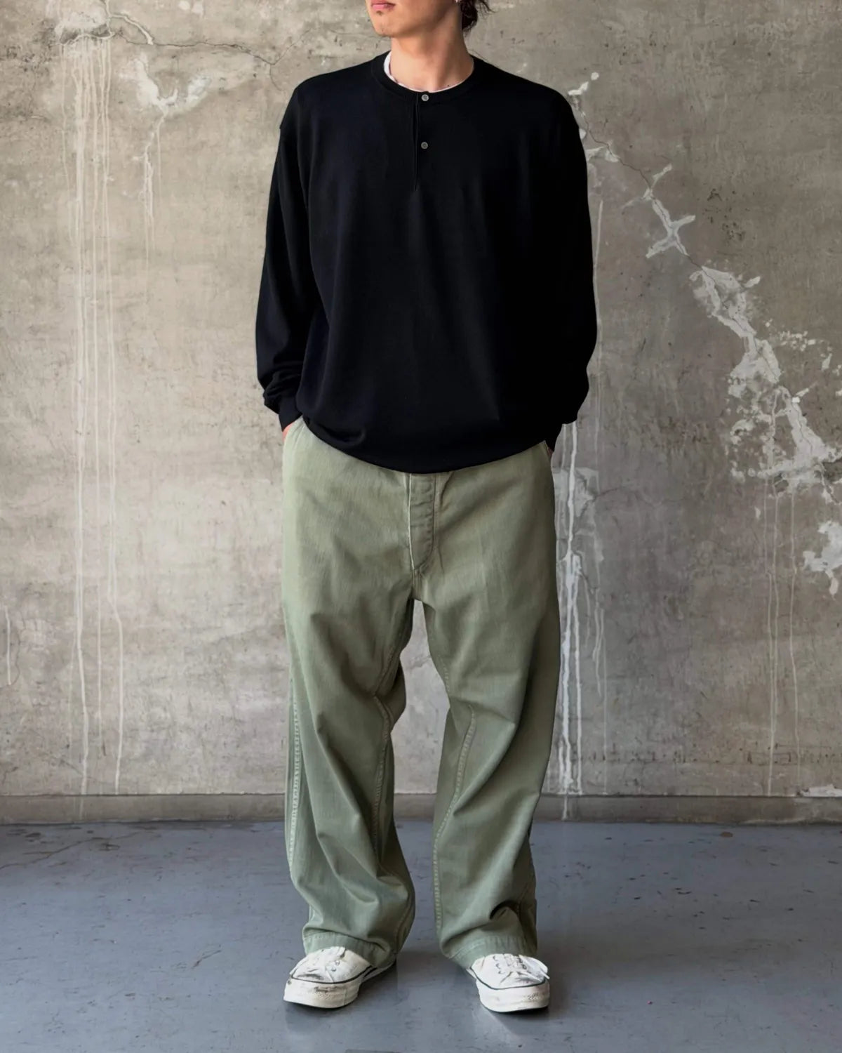 A.PRESSE / Wool Knit Henley Neck Sweater (26AAP-03-05)