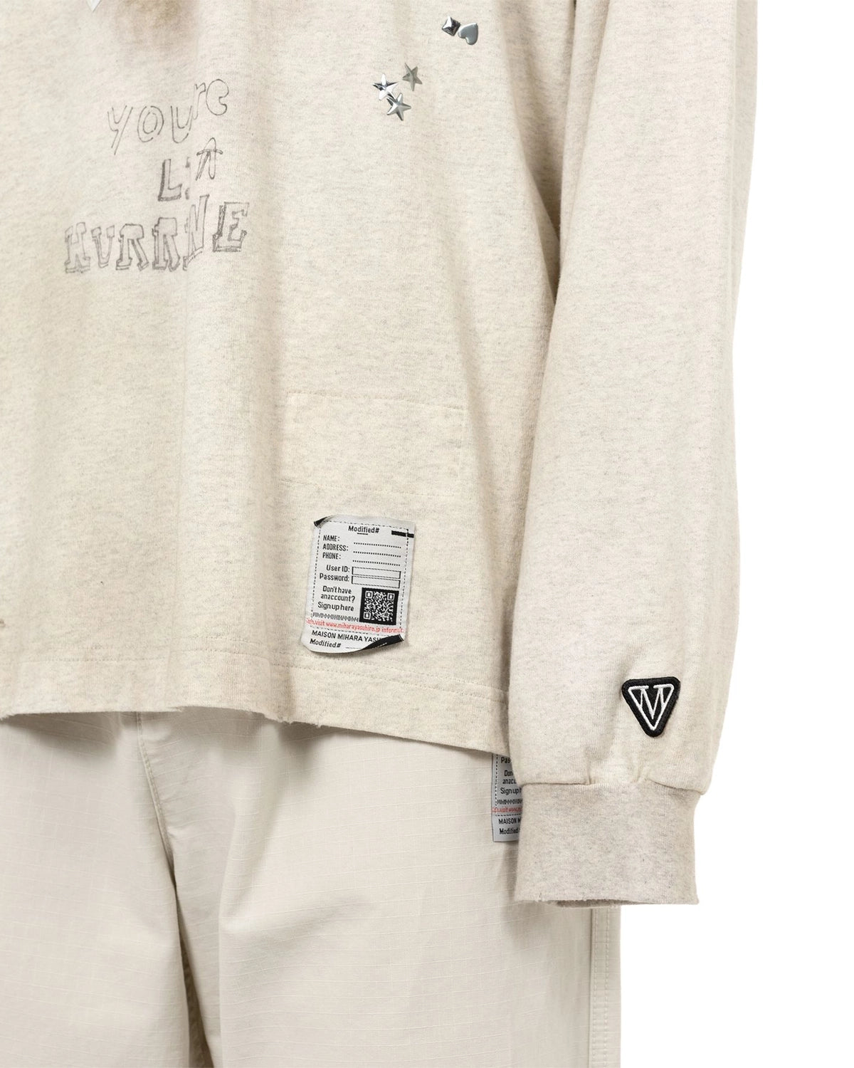 Maison MIHARA YASUHIRO / Dog Printed Embellished Distressed Long Sleeve T-shirt (J15LT751)