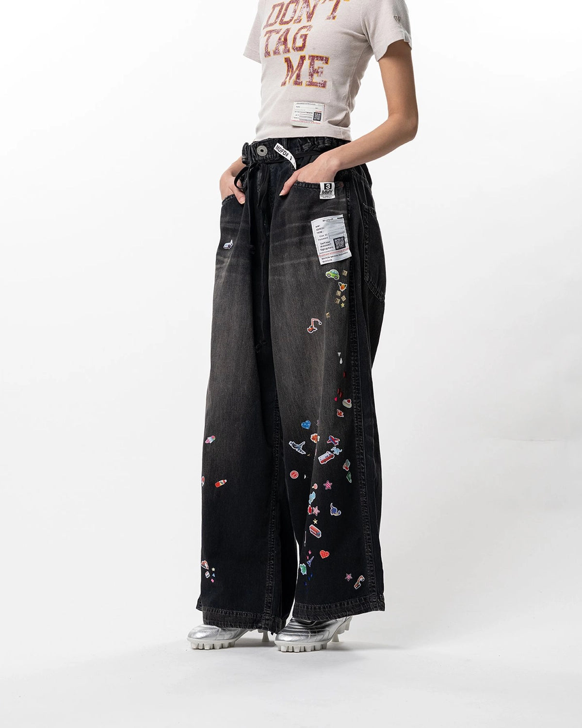 Maison MIHARA YASUHIRO / Kids Sticker Printed Wide Denim Pants -Women's- (K16PT342)