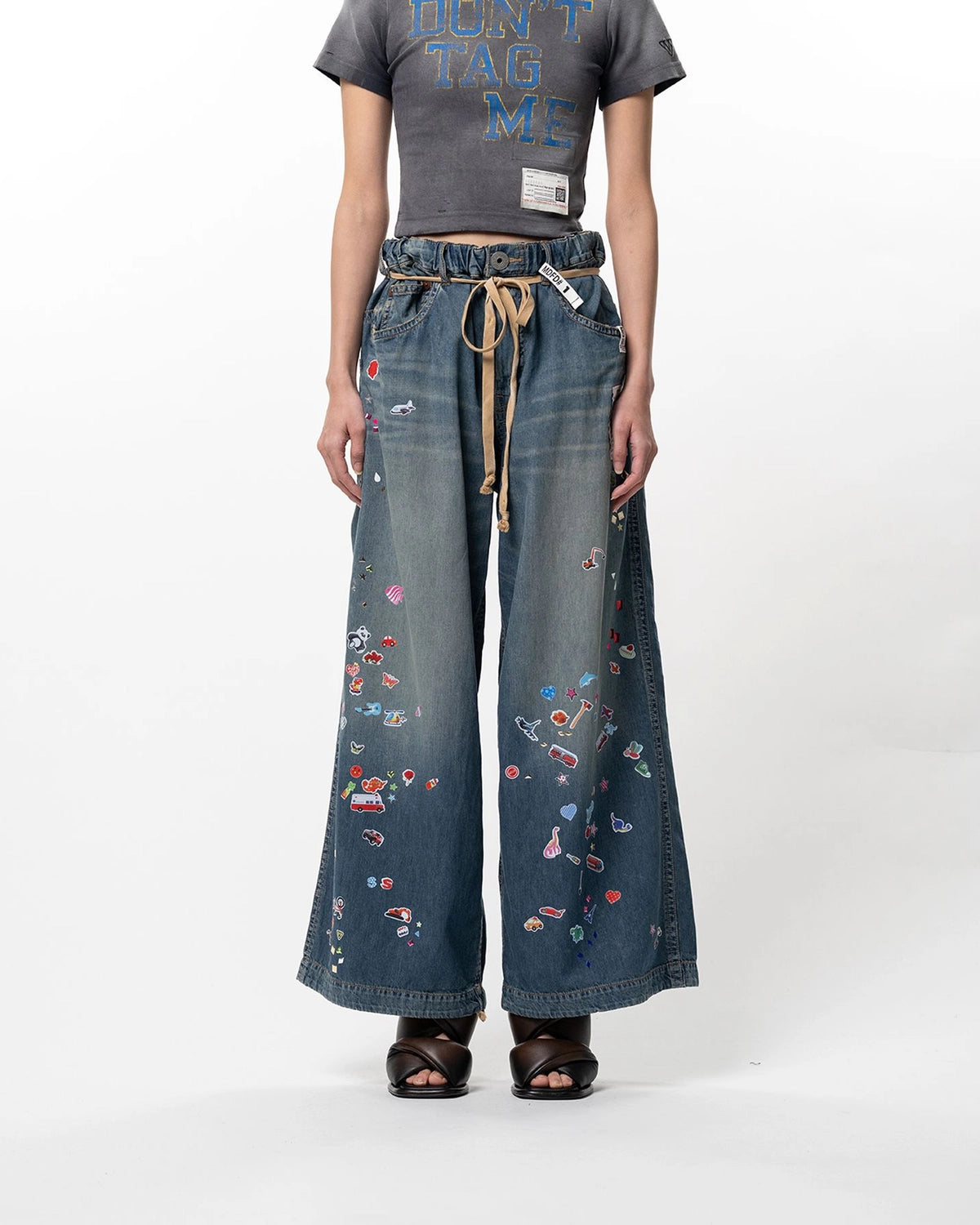Maison MIHARA YASUHIRO / Kids Sticker Printed Wide Denim Pants -Women's- (K16PT342)